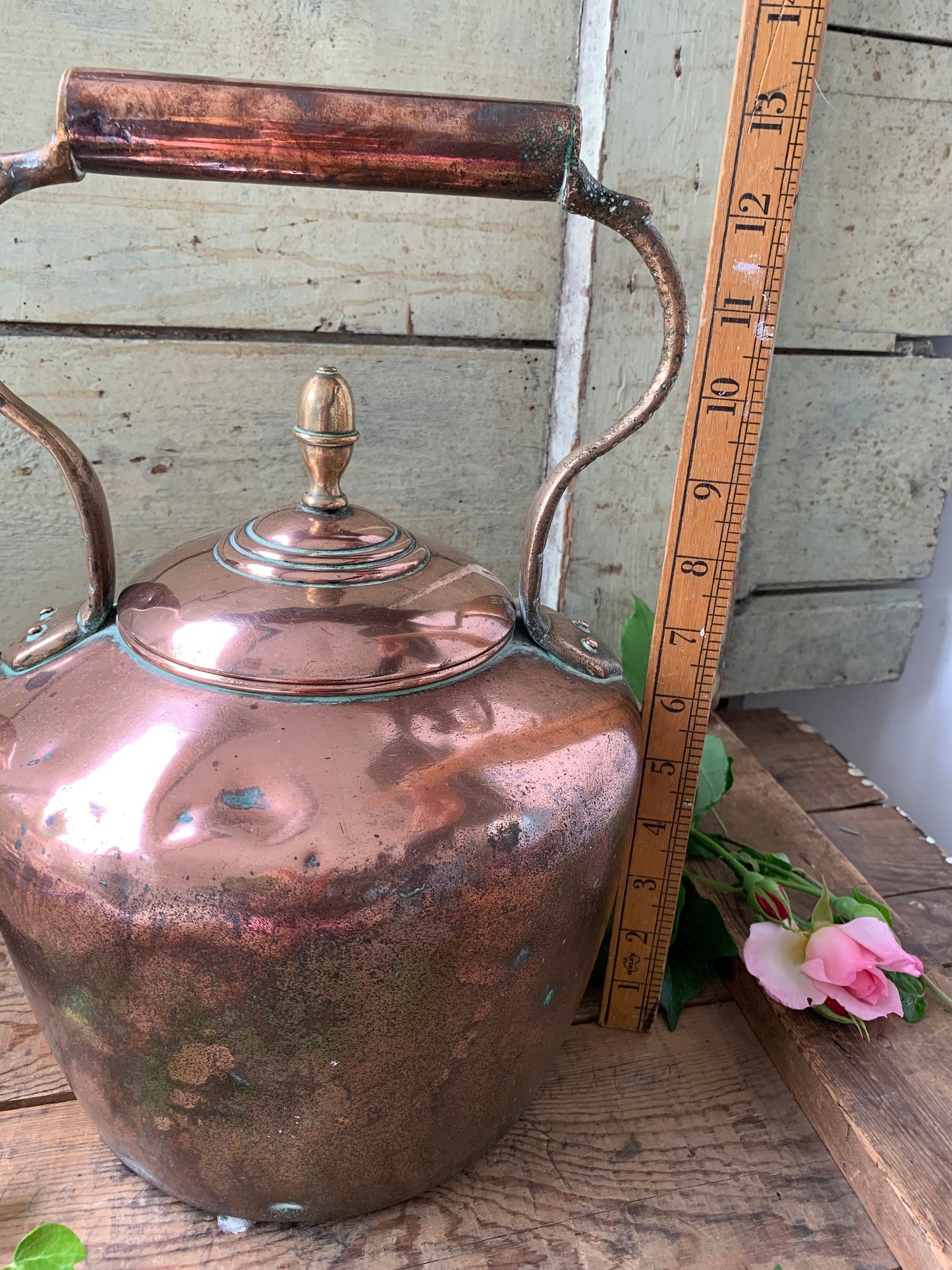 Large antique copper kettle