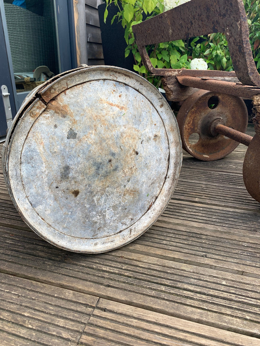 Large Vintage Well Bucket, garden planter, garden feature