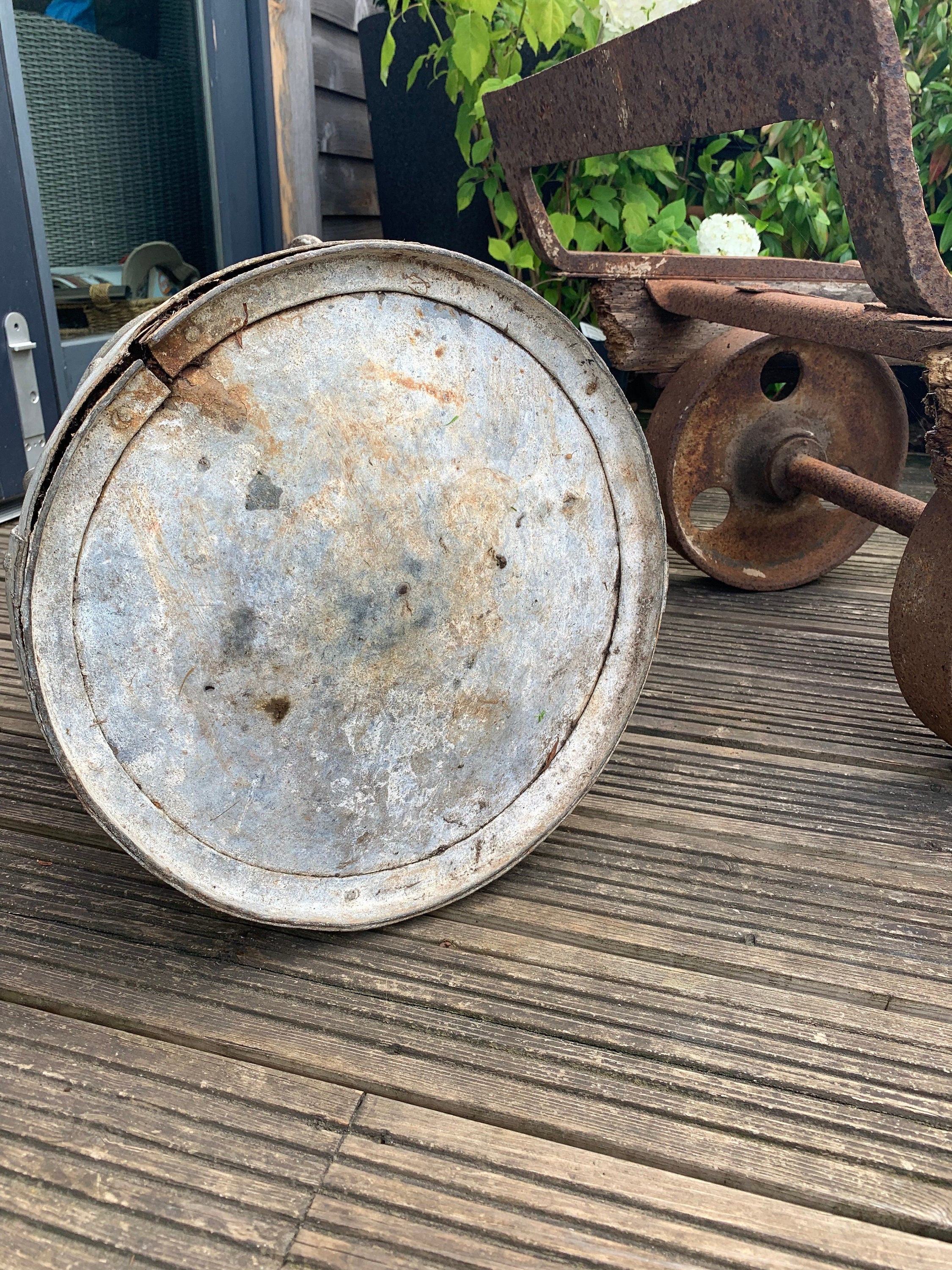 Large Vintage Well Bucket, garden planter, garden feature