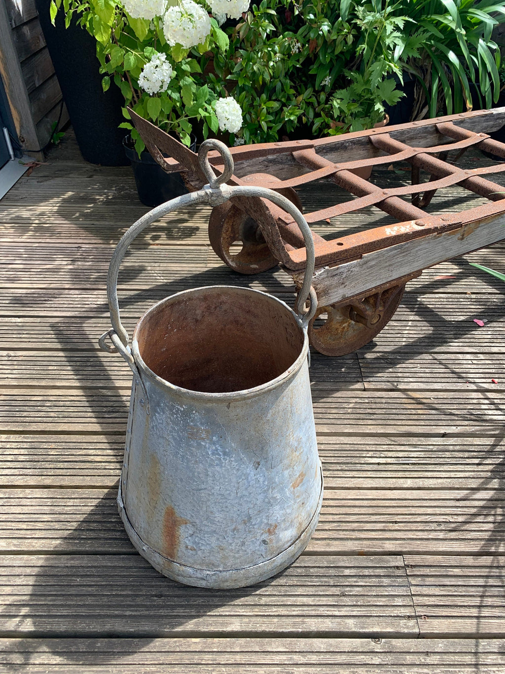 Large Vintage Well Bucket, garden planter, garden feature