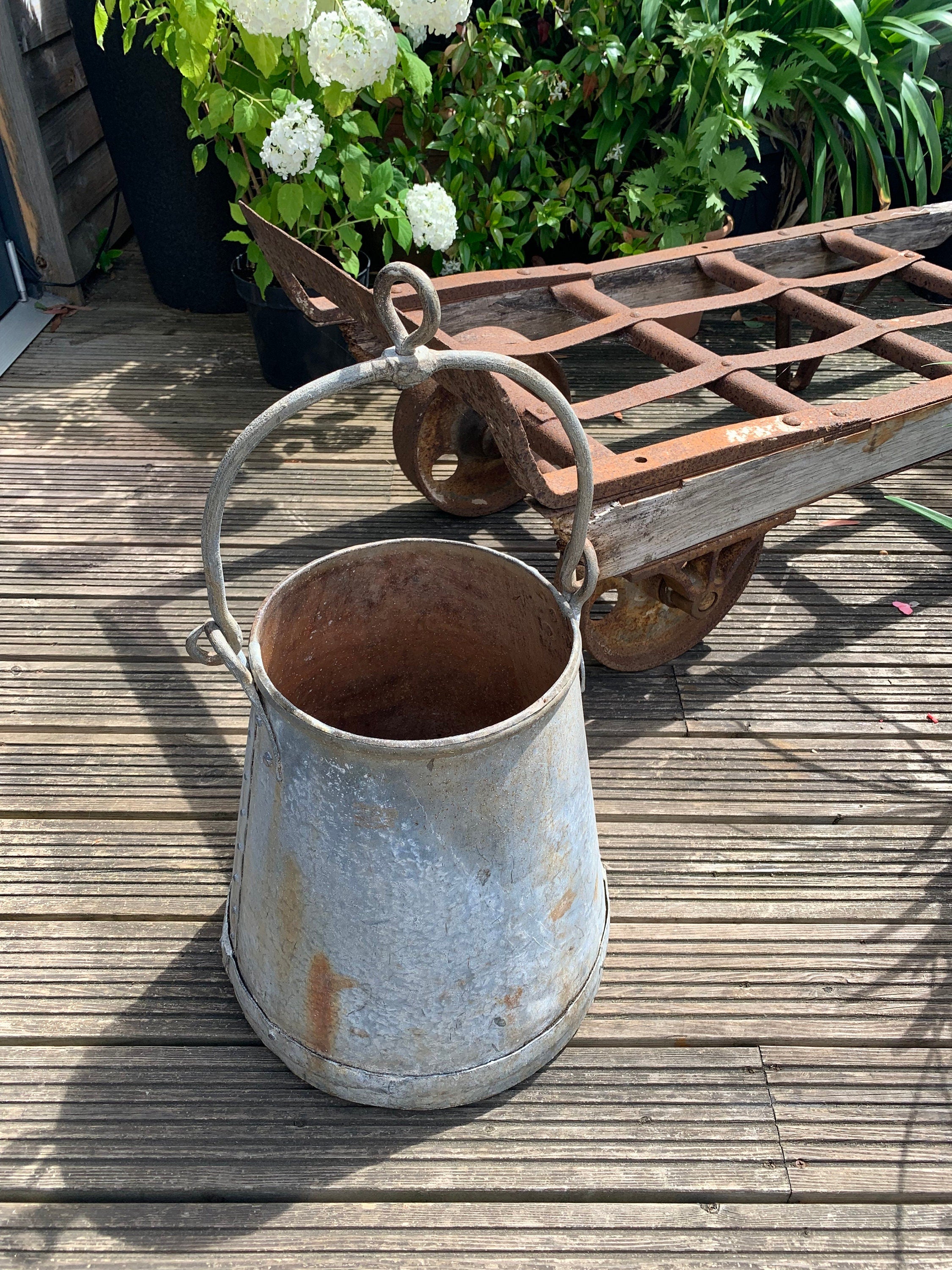 Large Vintage Well Bucket, garden planter, garden feature