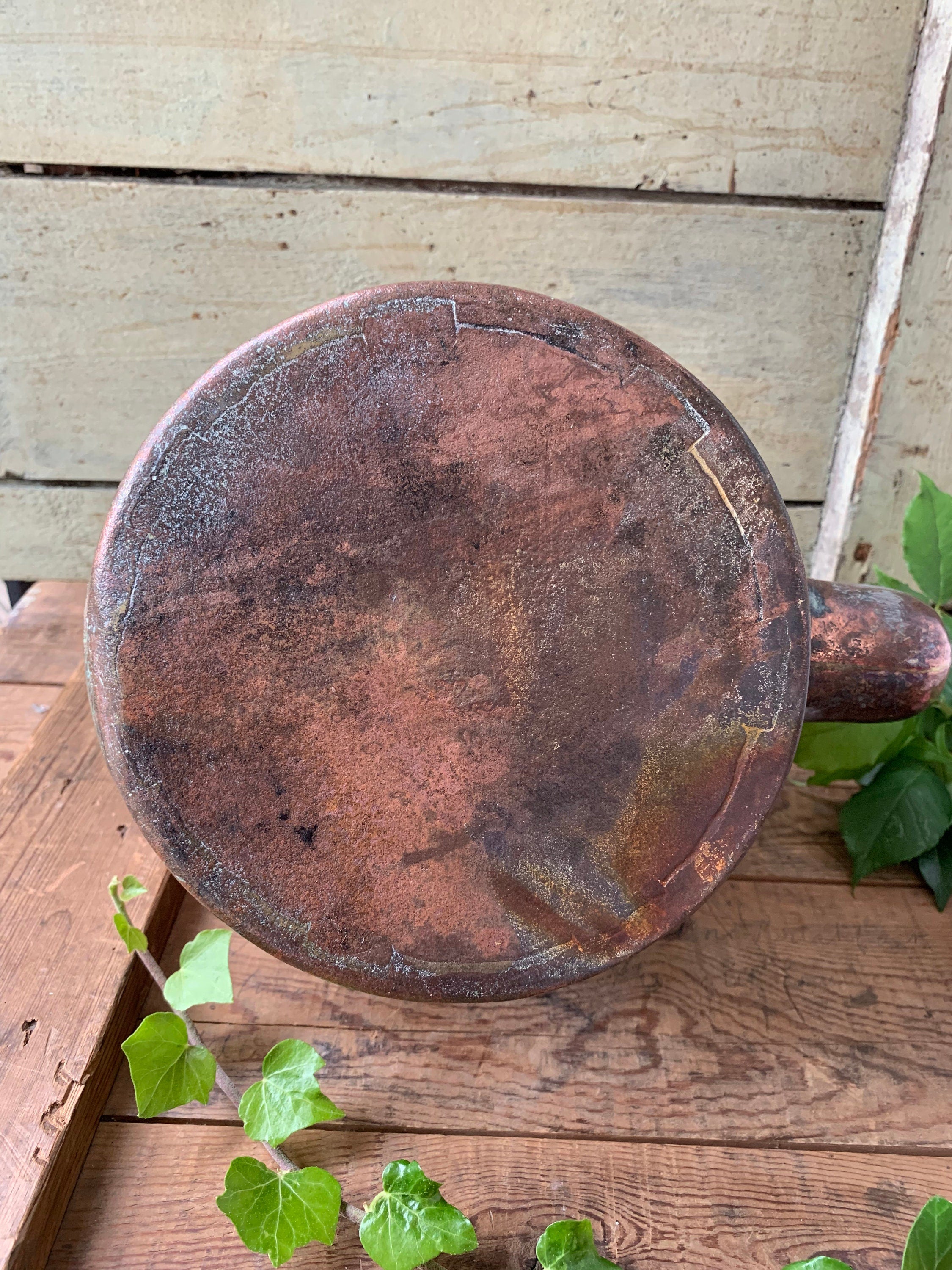 Large antique copper kettle