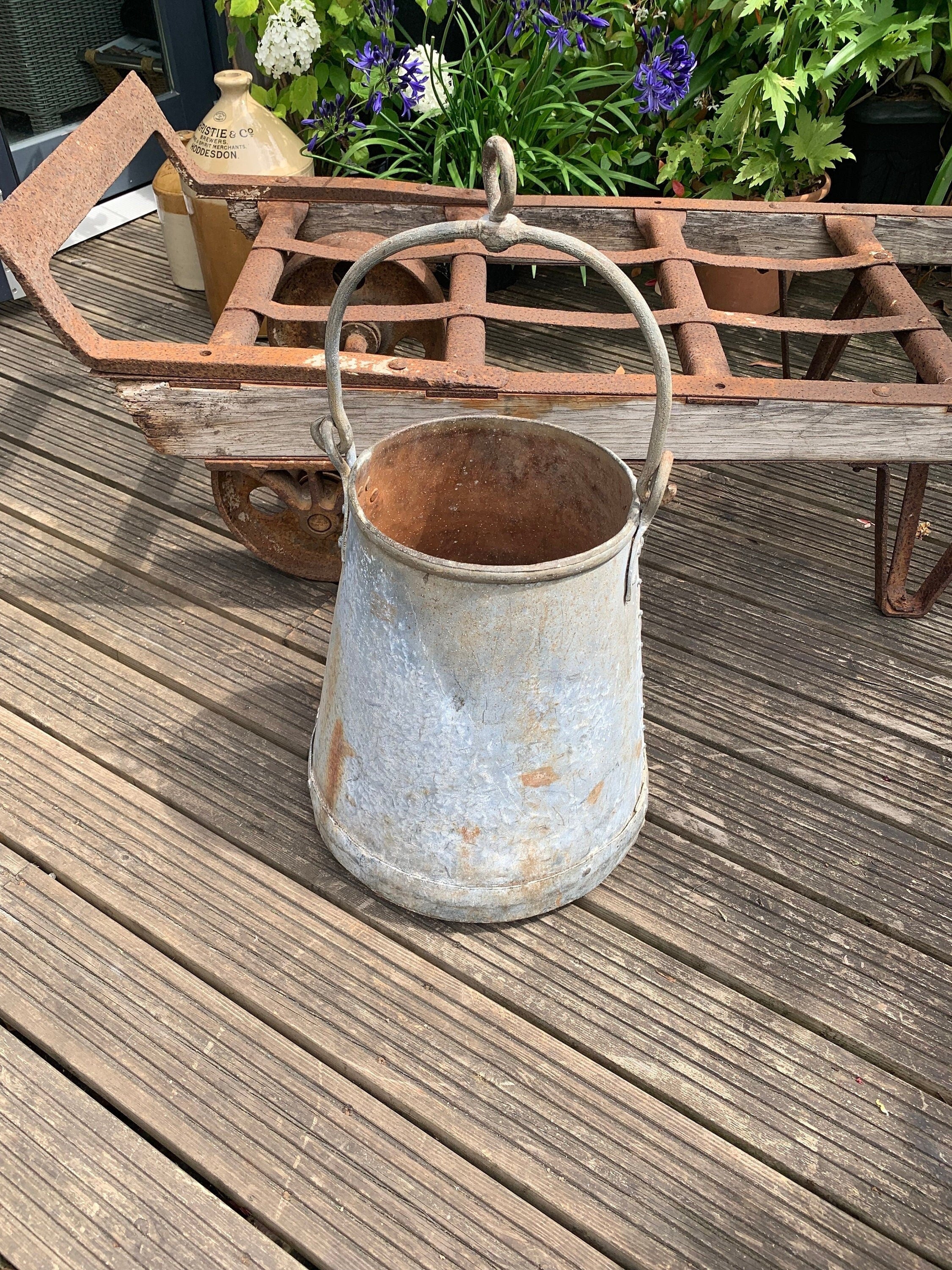 Large Vintage Well Bucket, garden planter, garden feature