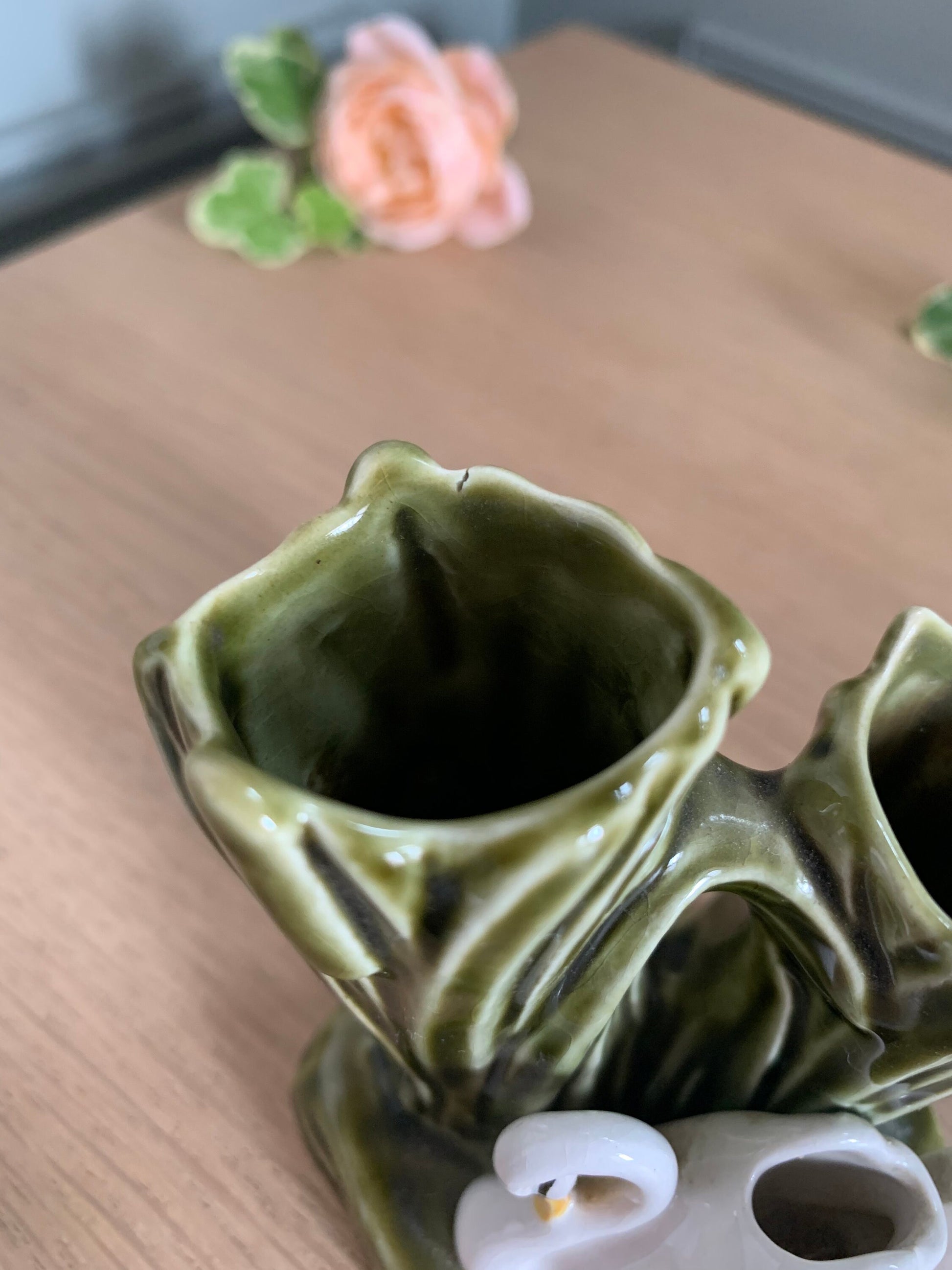 Sylvac vintage swan twin posy bud vase