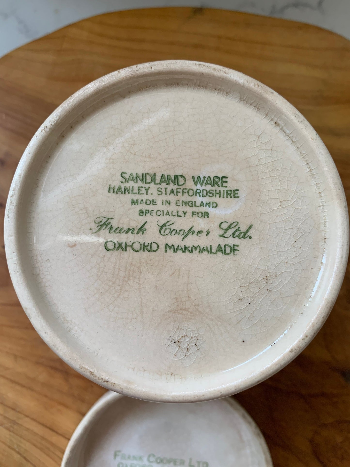 Vintage Sandland Ware , Frank Cooper Marmalade Ceramic marmalade pot with lid