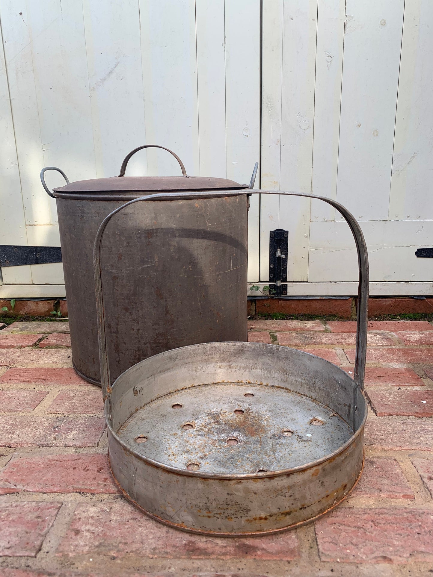 Vintage Galvanised Meat Boiler with Lift out Drainer