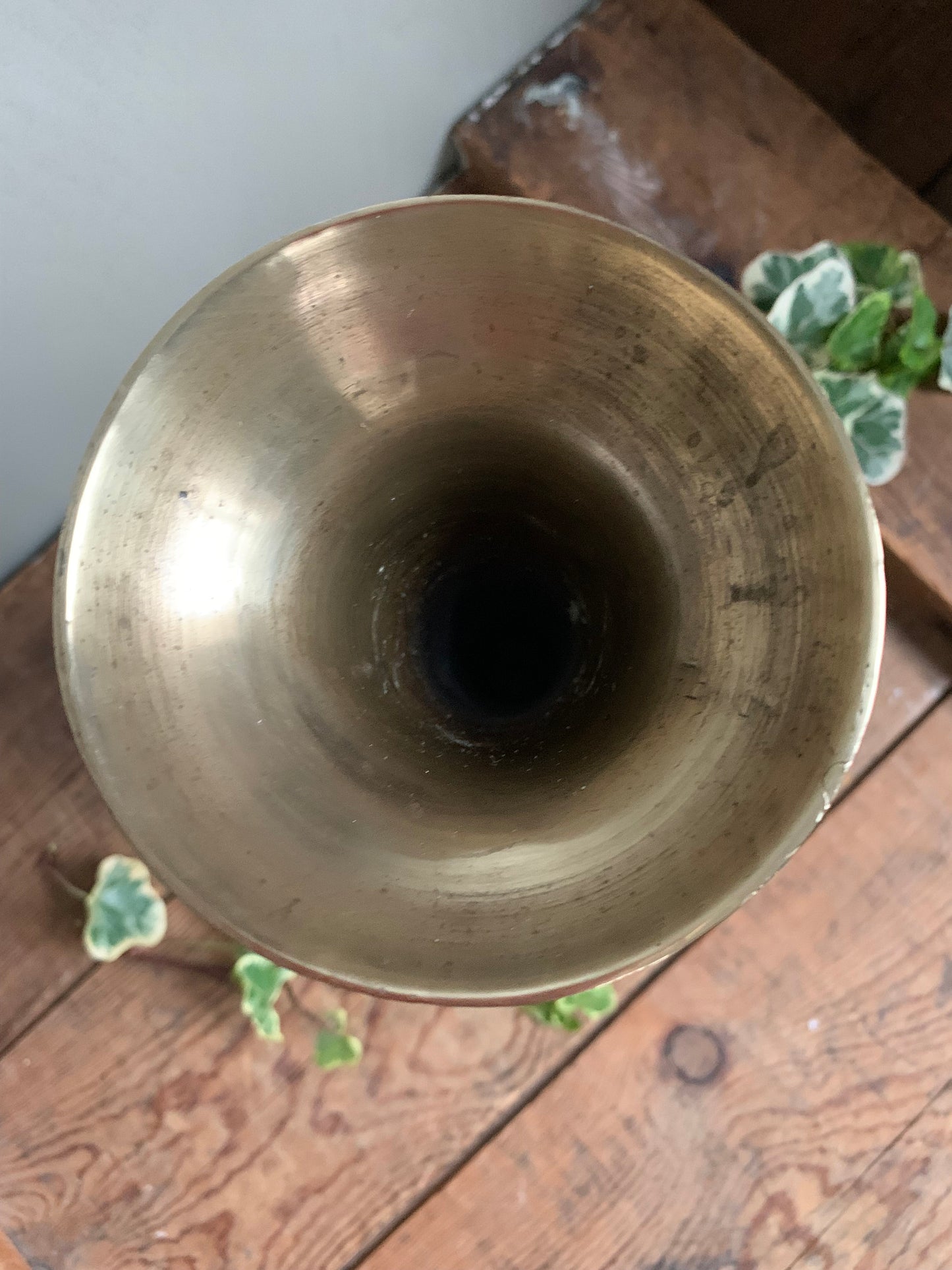 Brass Vase, Vintage Vase, Etched Vase, Candle holder