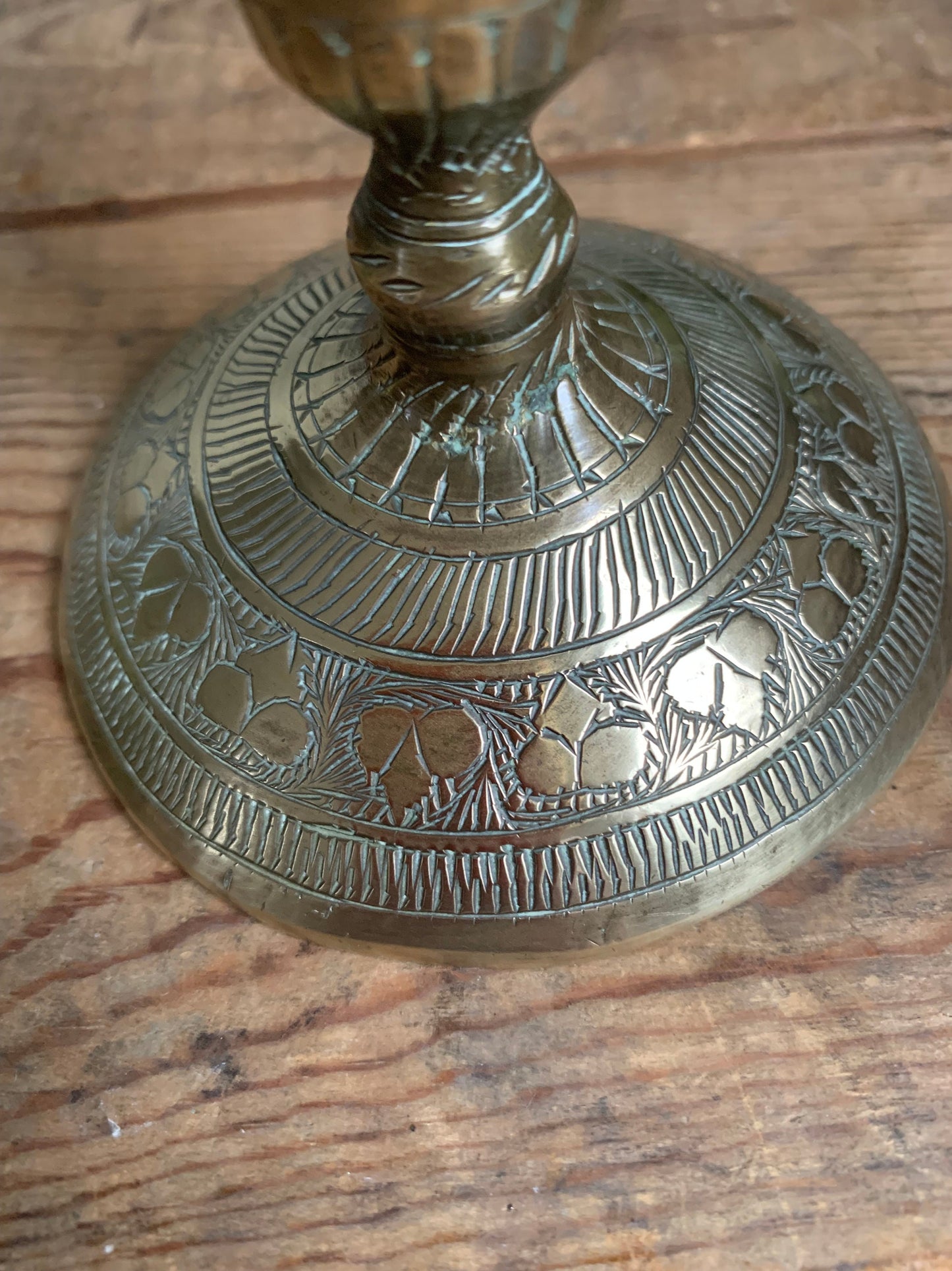 Brass Vase, Vintage Vase, Etched Vase, Candle holder