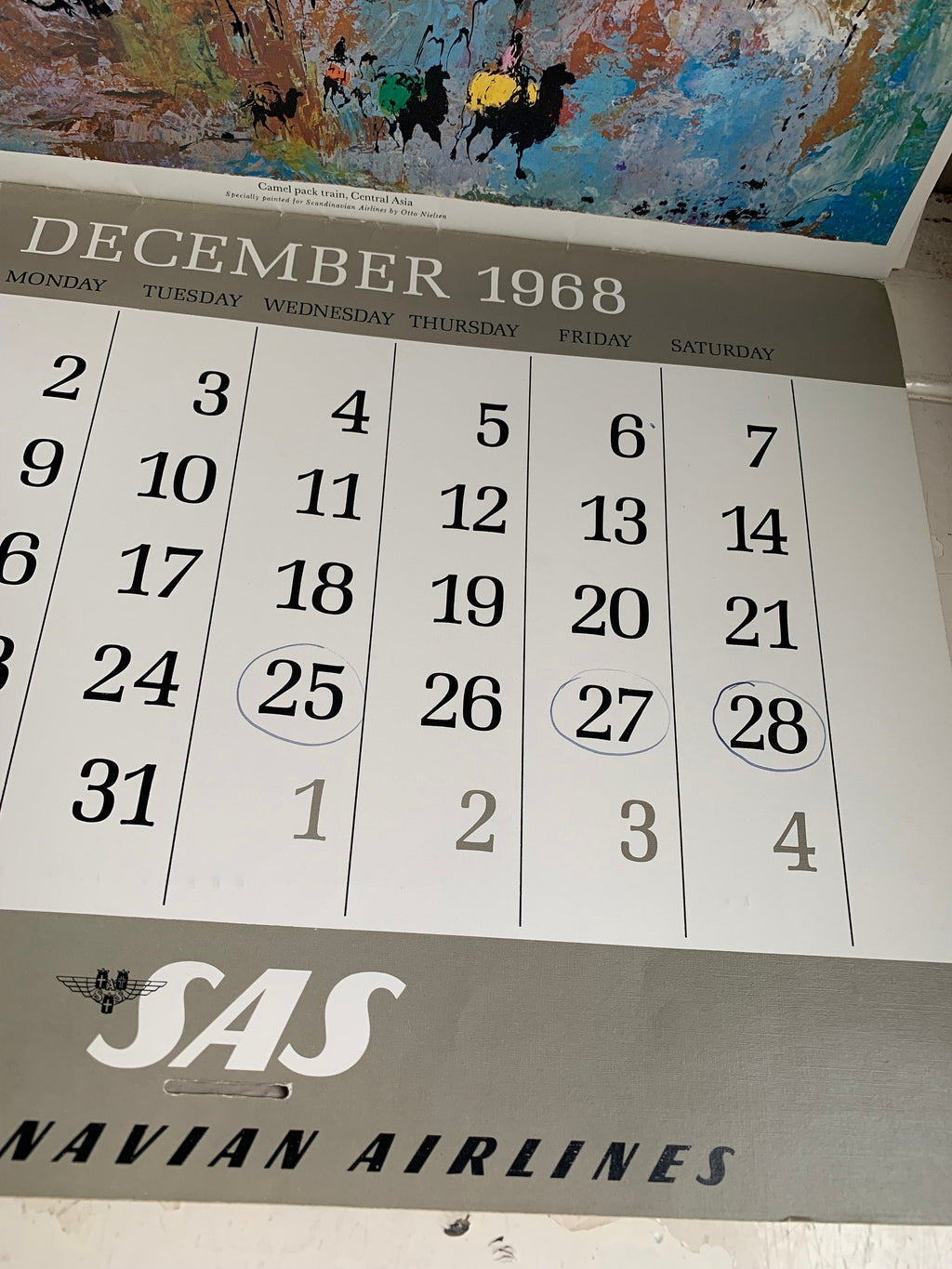 Otto Nielsen vintage print SAS calendar 1968