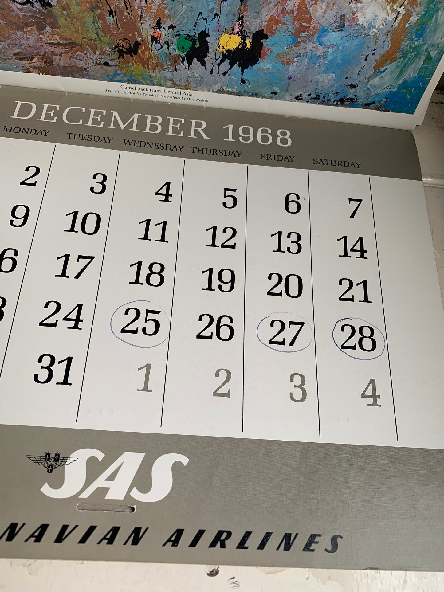 Otto Nielsen vintage print SAS calendar 1968