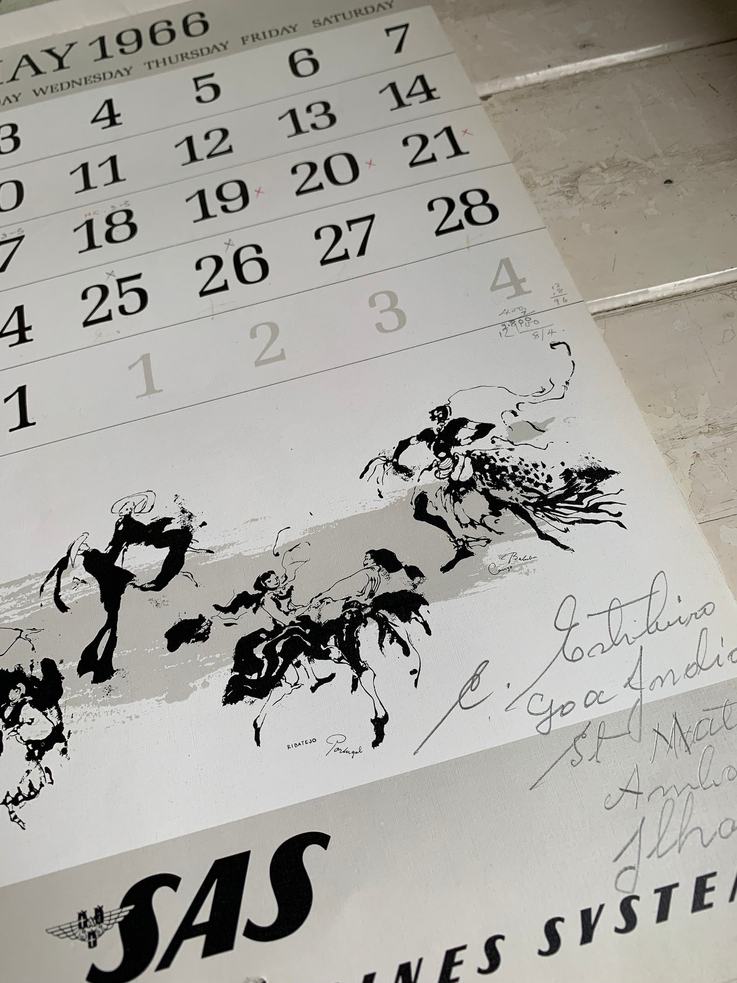 1966 Otto Nielsen SAS Original Vintage Scandinavian Airlines Calendar