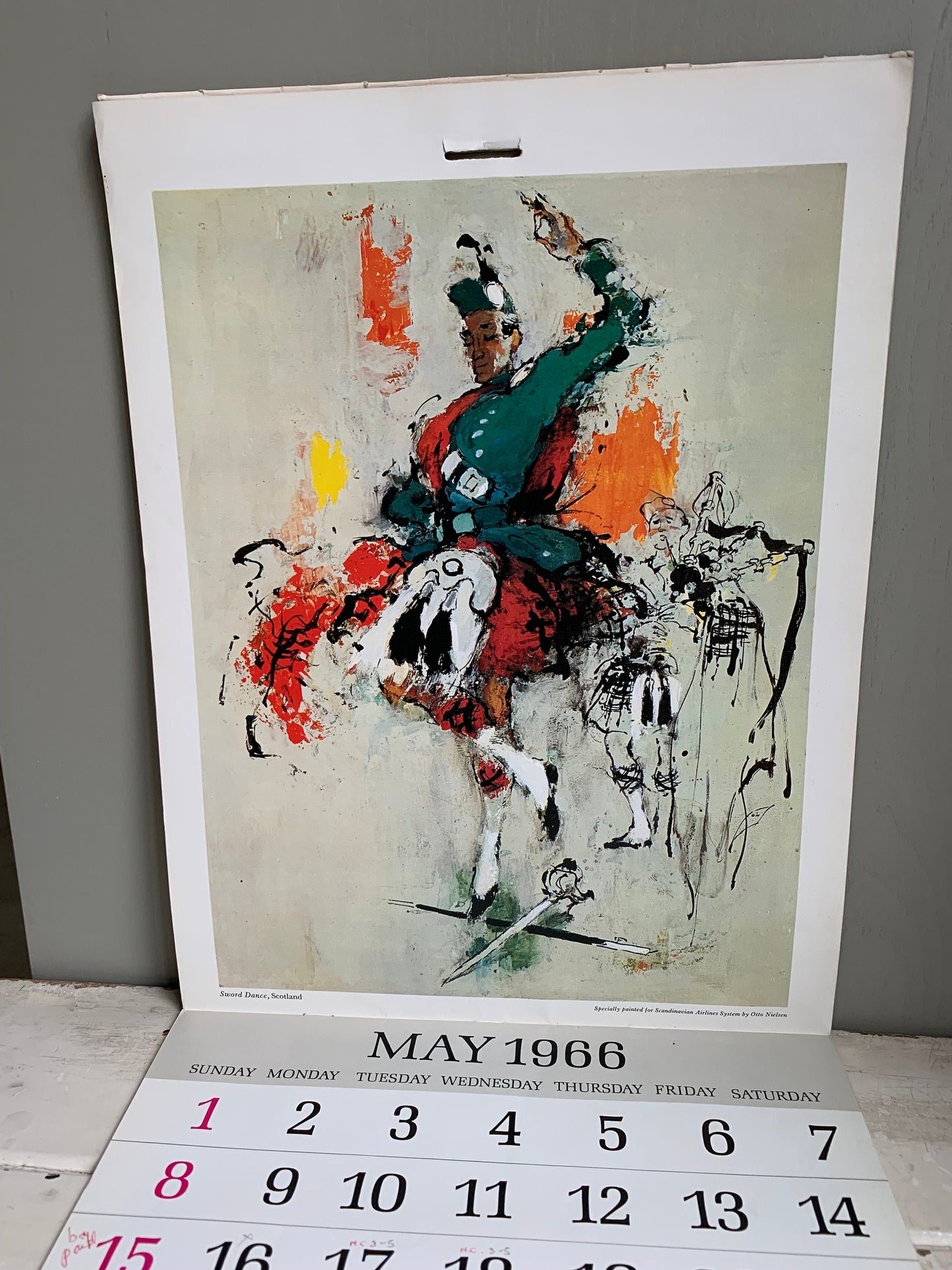 1966 Otto Nielsen SAS Original Vintage Scandinavian Airlines Calendar