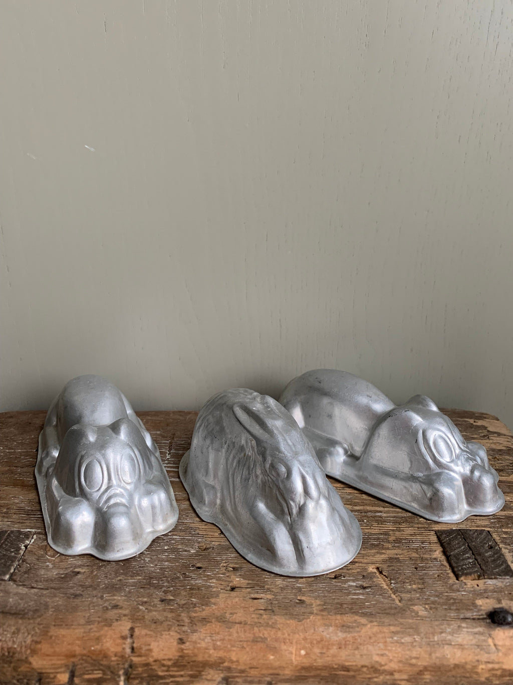 Three Aluminium vintage moulds, Chocolate moulds