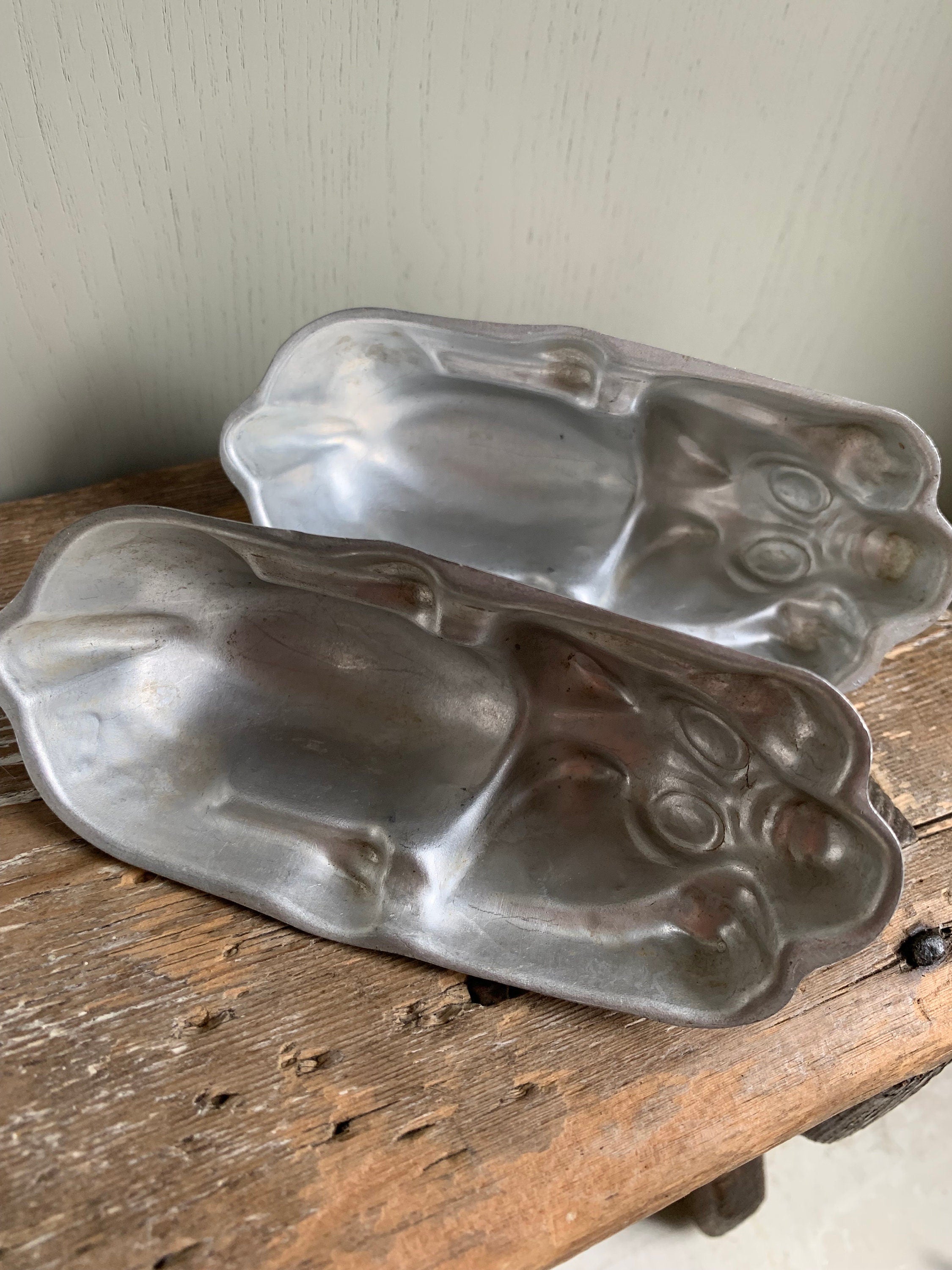 Three Aluminium vintage moulds, Chocolate moulds