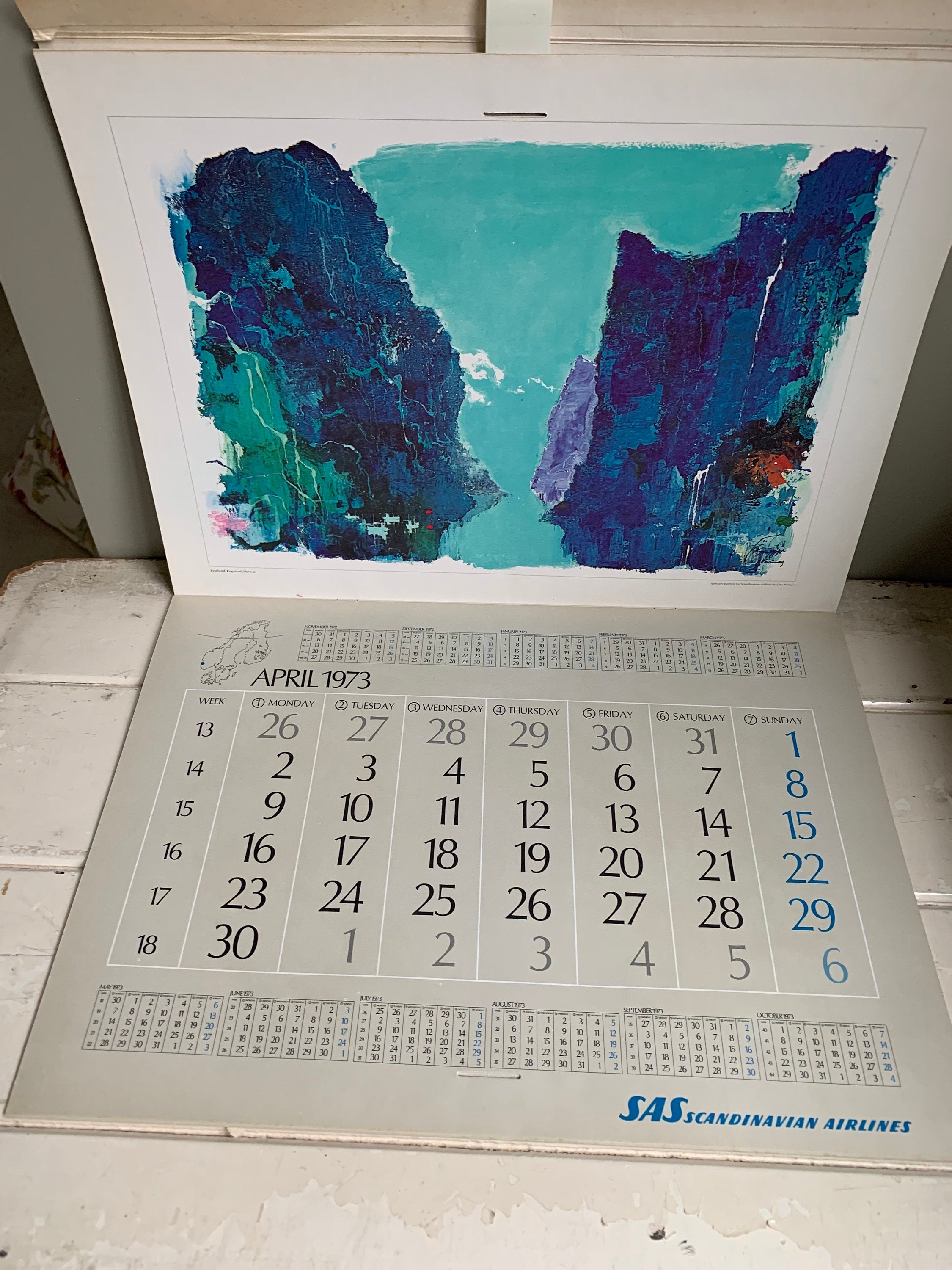 SAS Vintage Airlines Calendar 1973