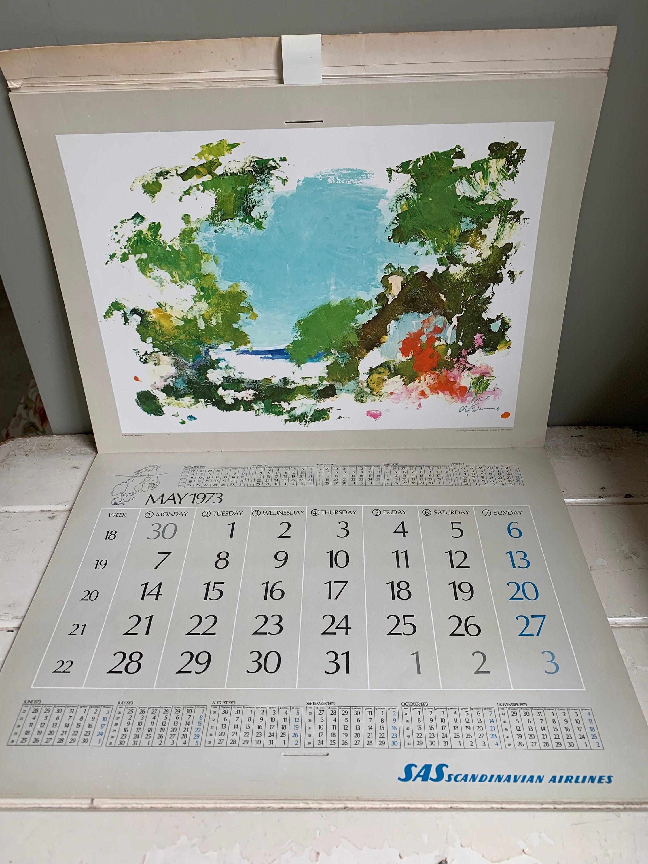 SAS Vintage Airlines Calendar 1973