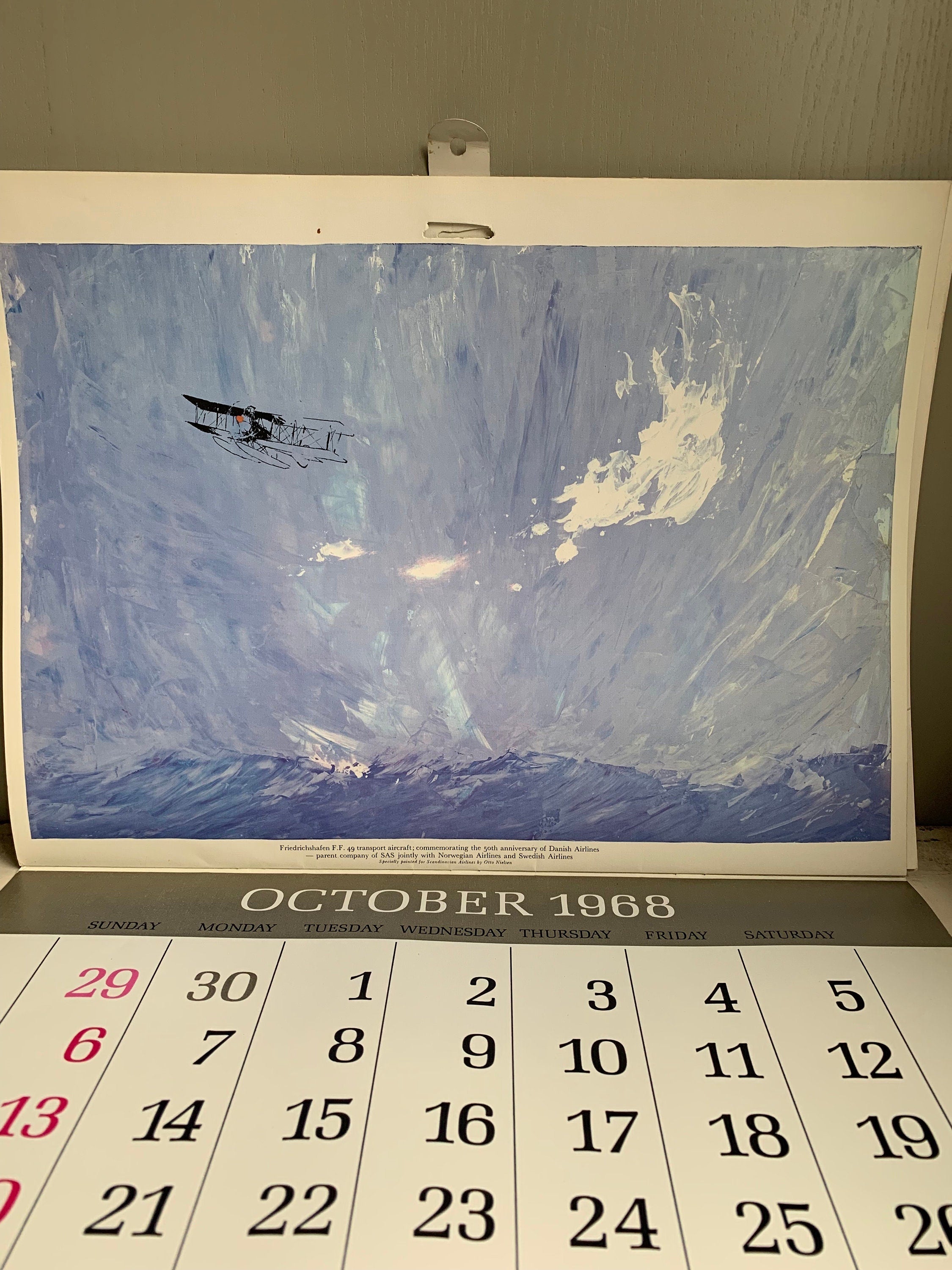 Otto Nielsen vintage print SAS calendar 1968