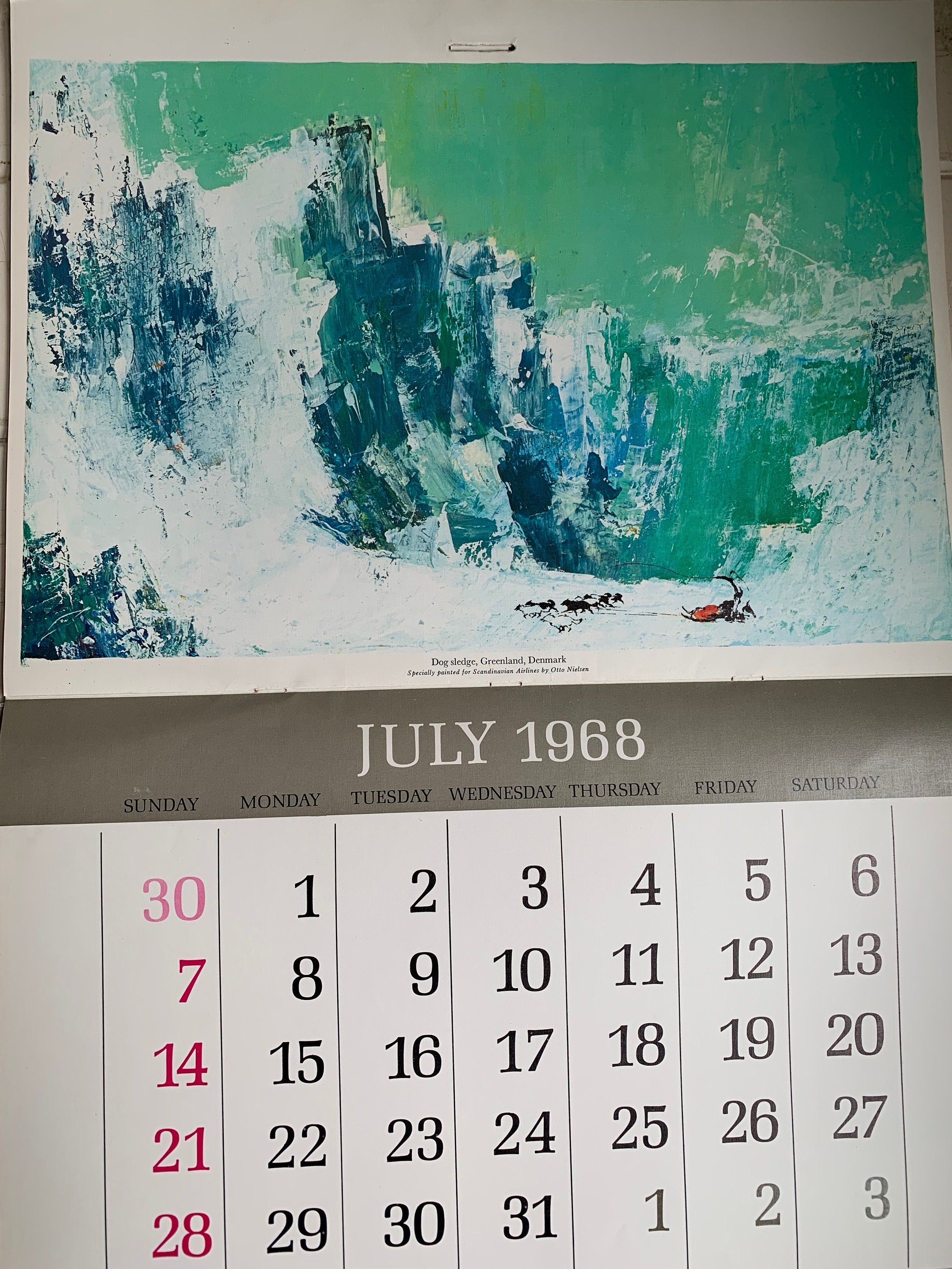 Otto Nielsen vintage print SAS calendar 1968