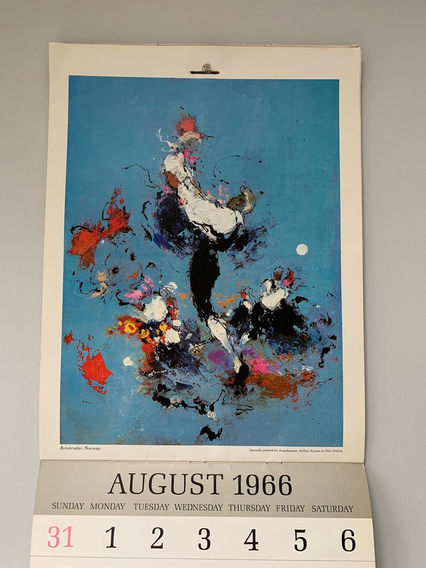 1966 Otto Nielsen SAS Original Vintage Scandinavian Airlines Calendar