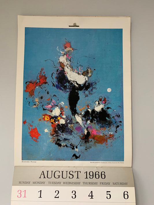 1966 Otto Nielsen SAS Original Vintage Scandinavian Airlines Calendar