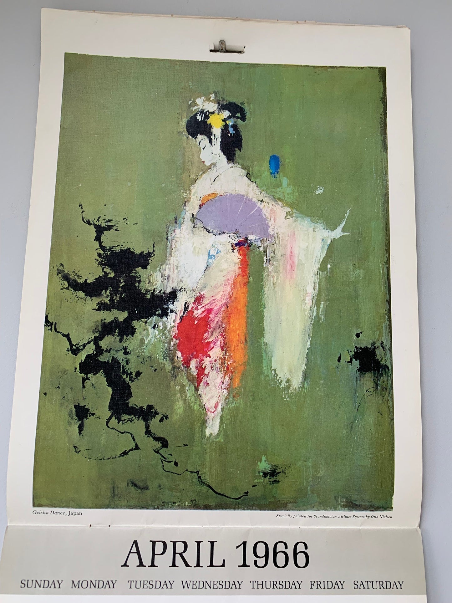1966 Otto Nielsen SAS Original Vintage Scandinavian Airlines Calendar