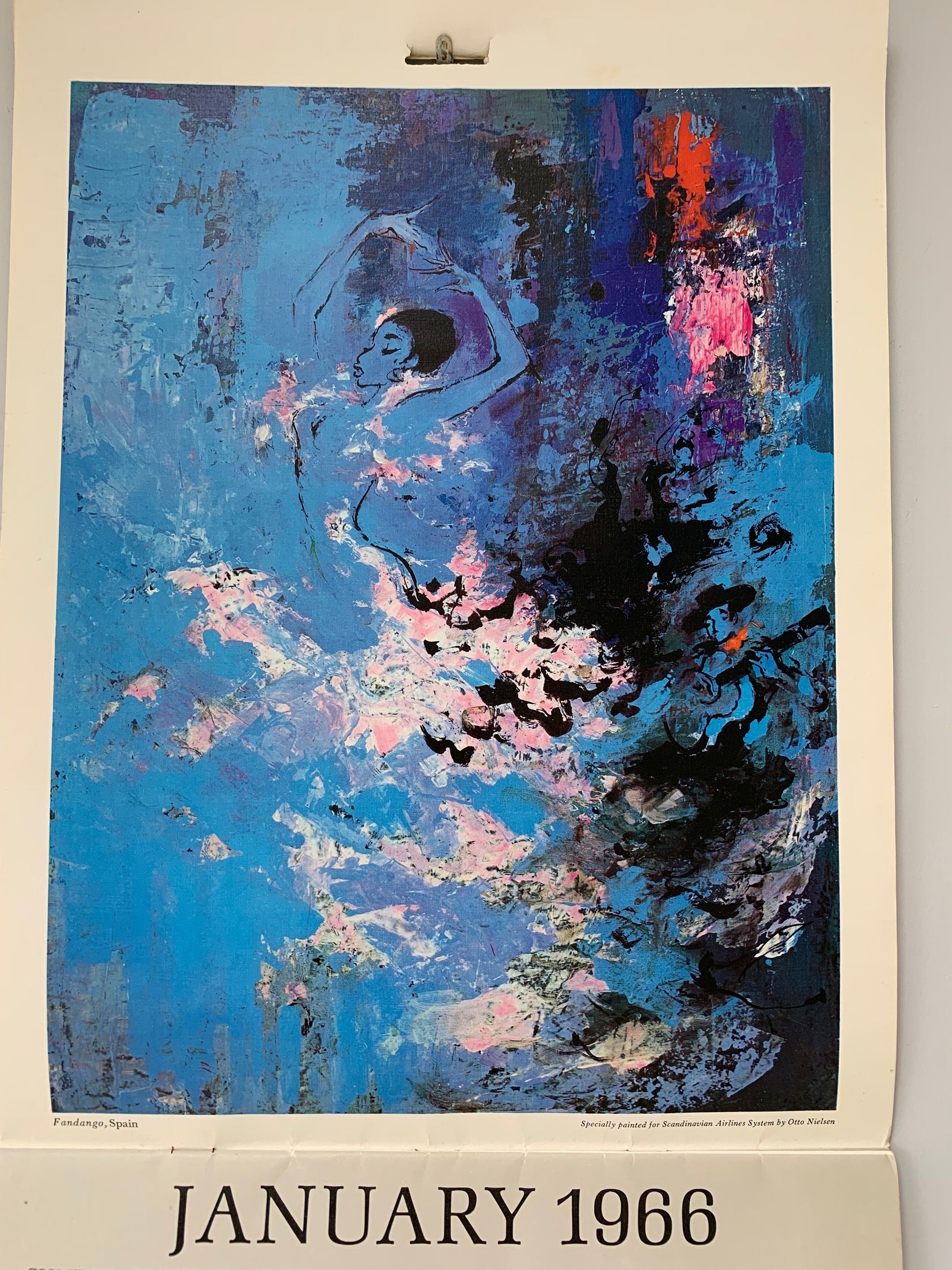 1966 Otto Nielsen SAS Original Vintage Scandinavian Airlines Calendar