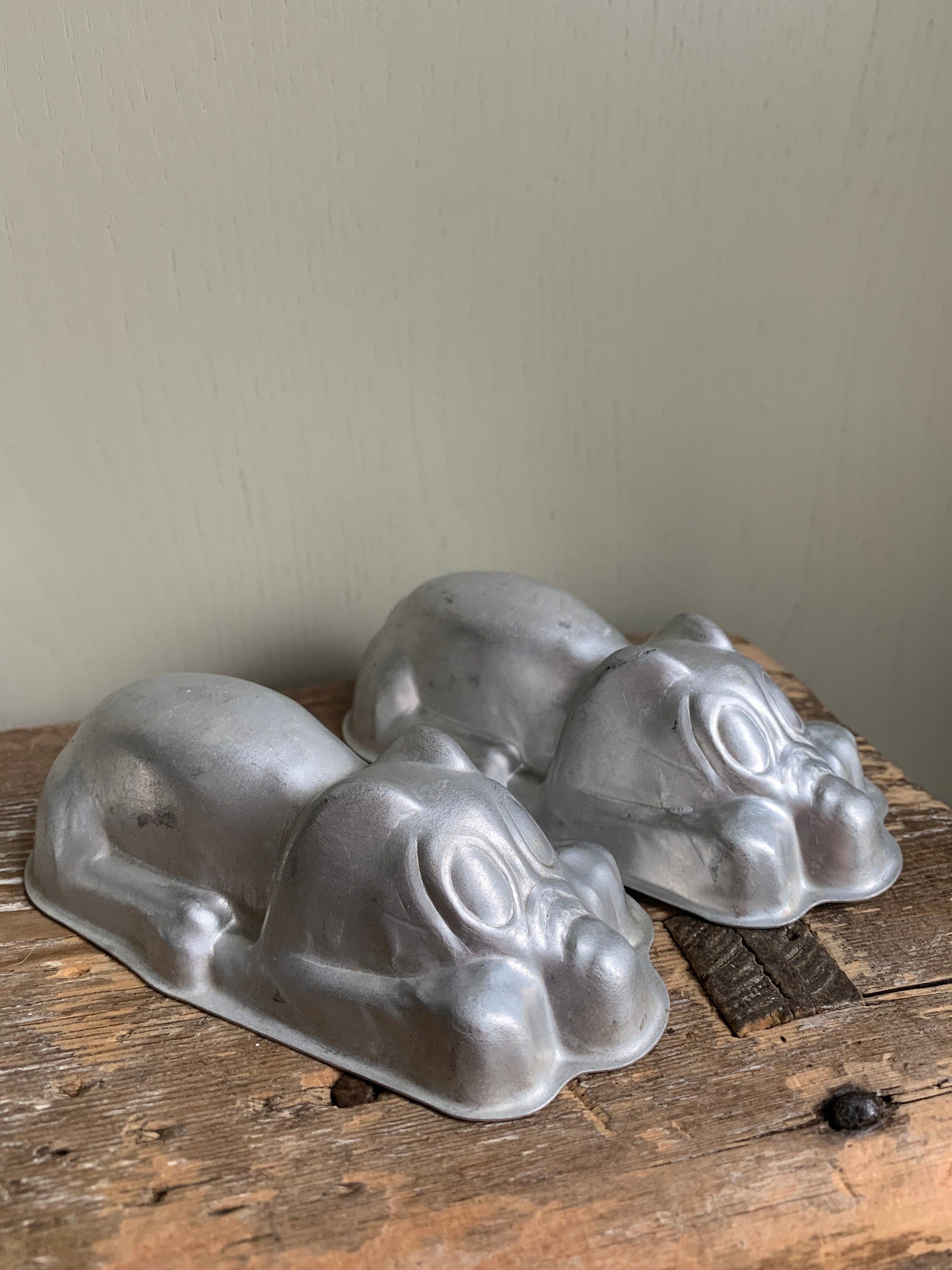 Three Aluminium vintage moulds, Chocolate moulds