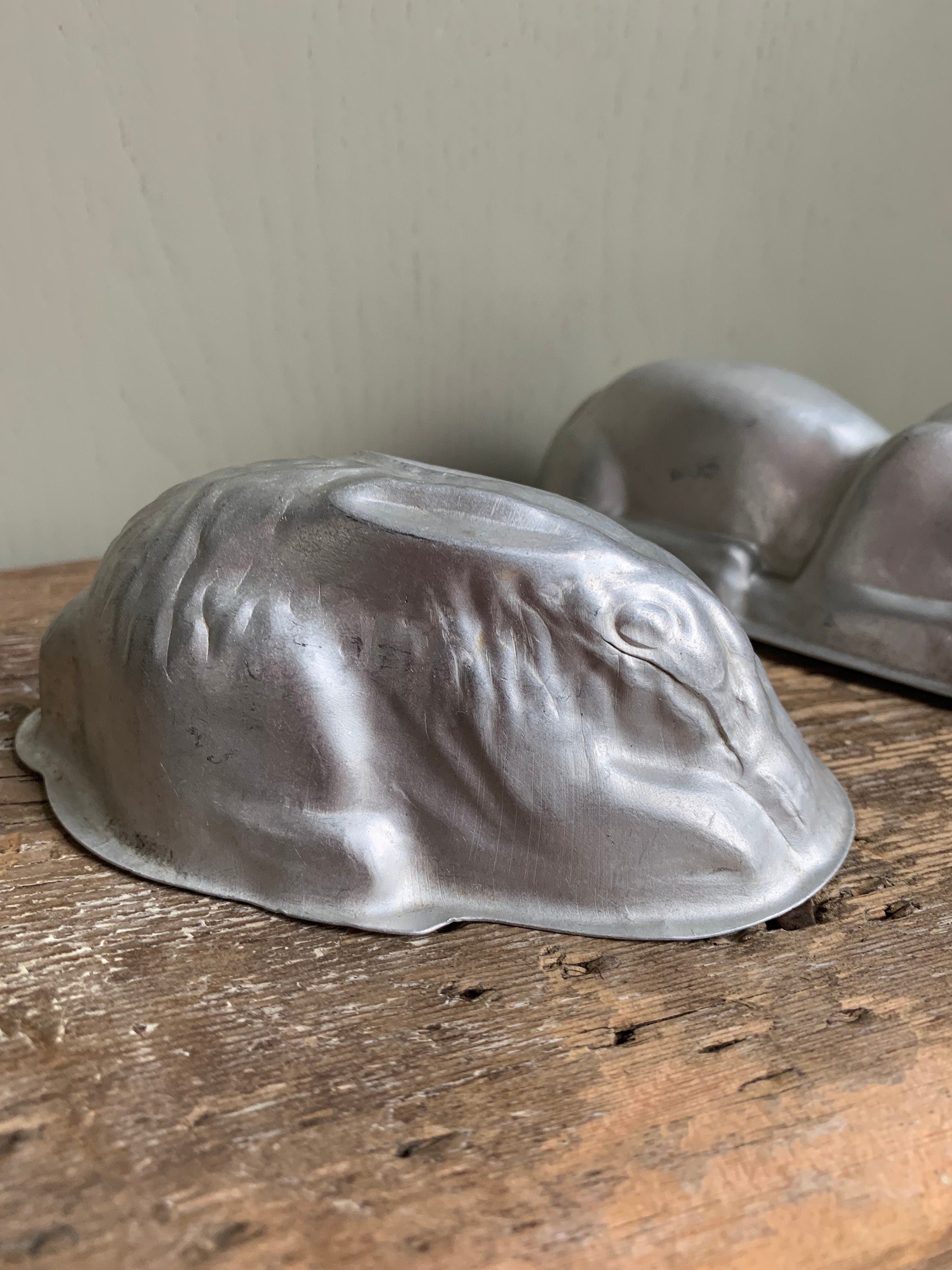 Three Aluminium vintage moulds, Chocolate moulds