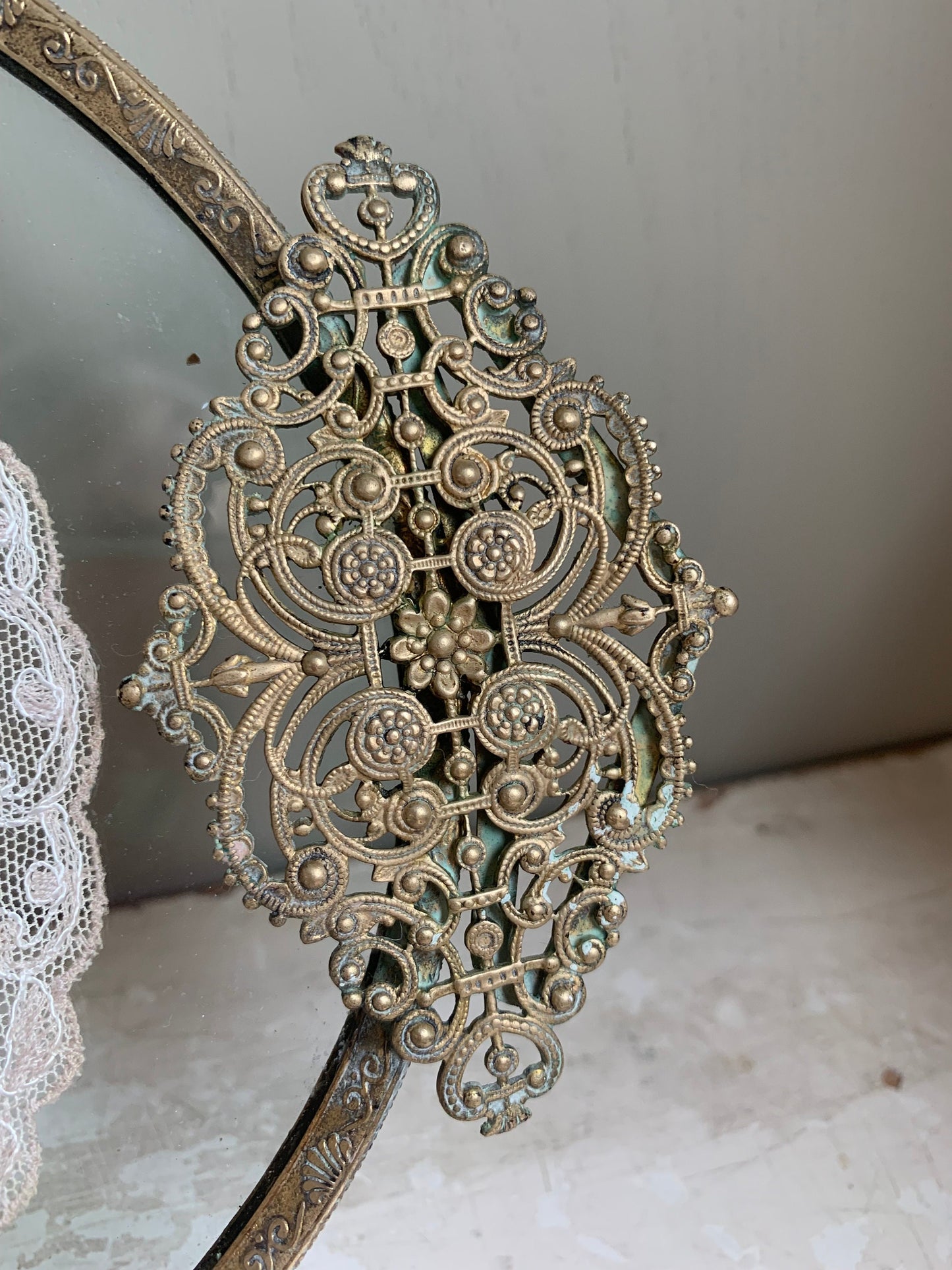 Glass vintage cosmetic tray, vanity tray