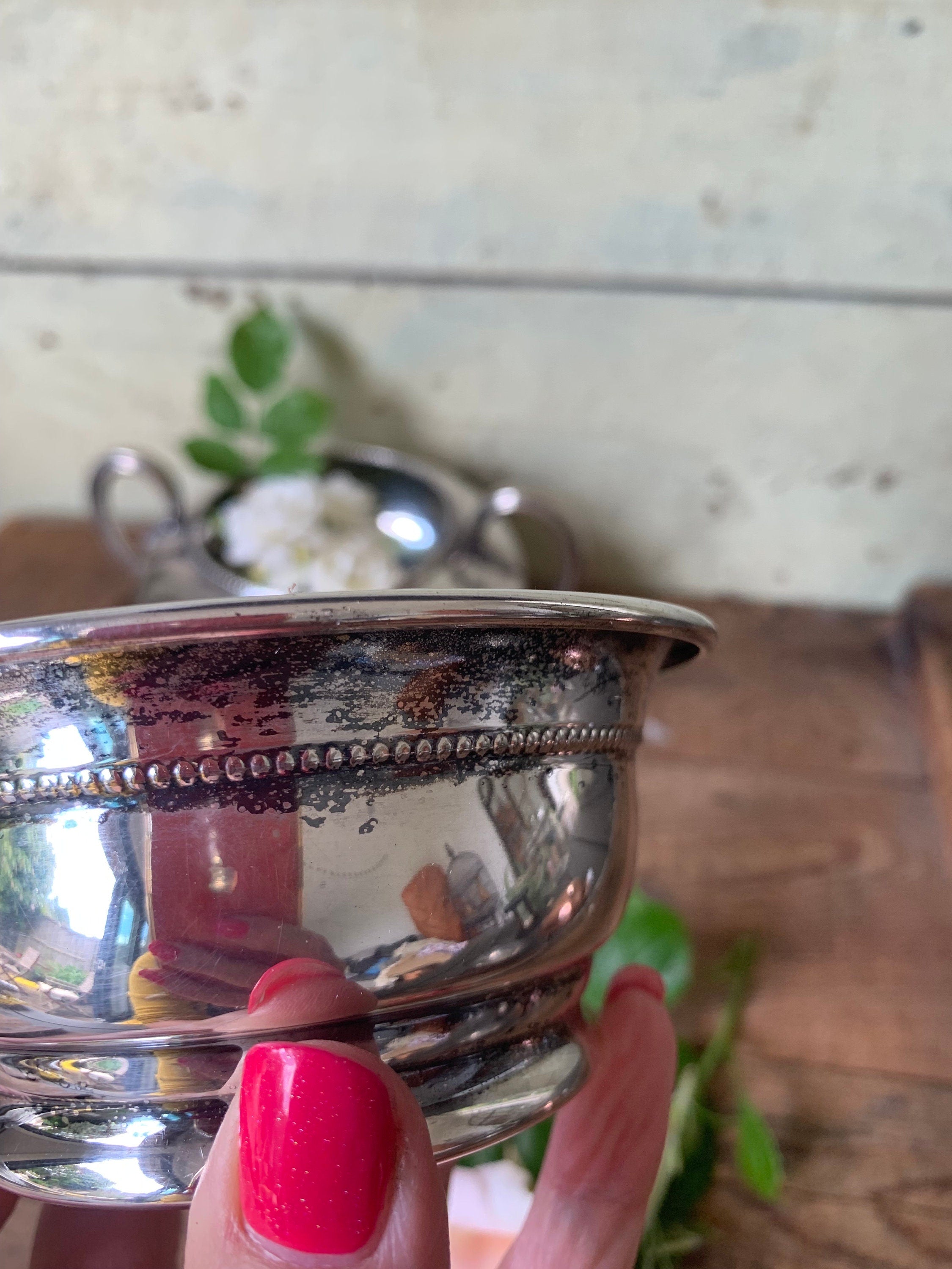Silverplate Rose Bowl with Glass Flowerfrog