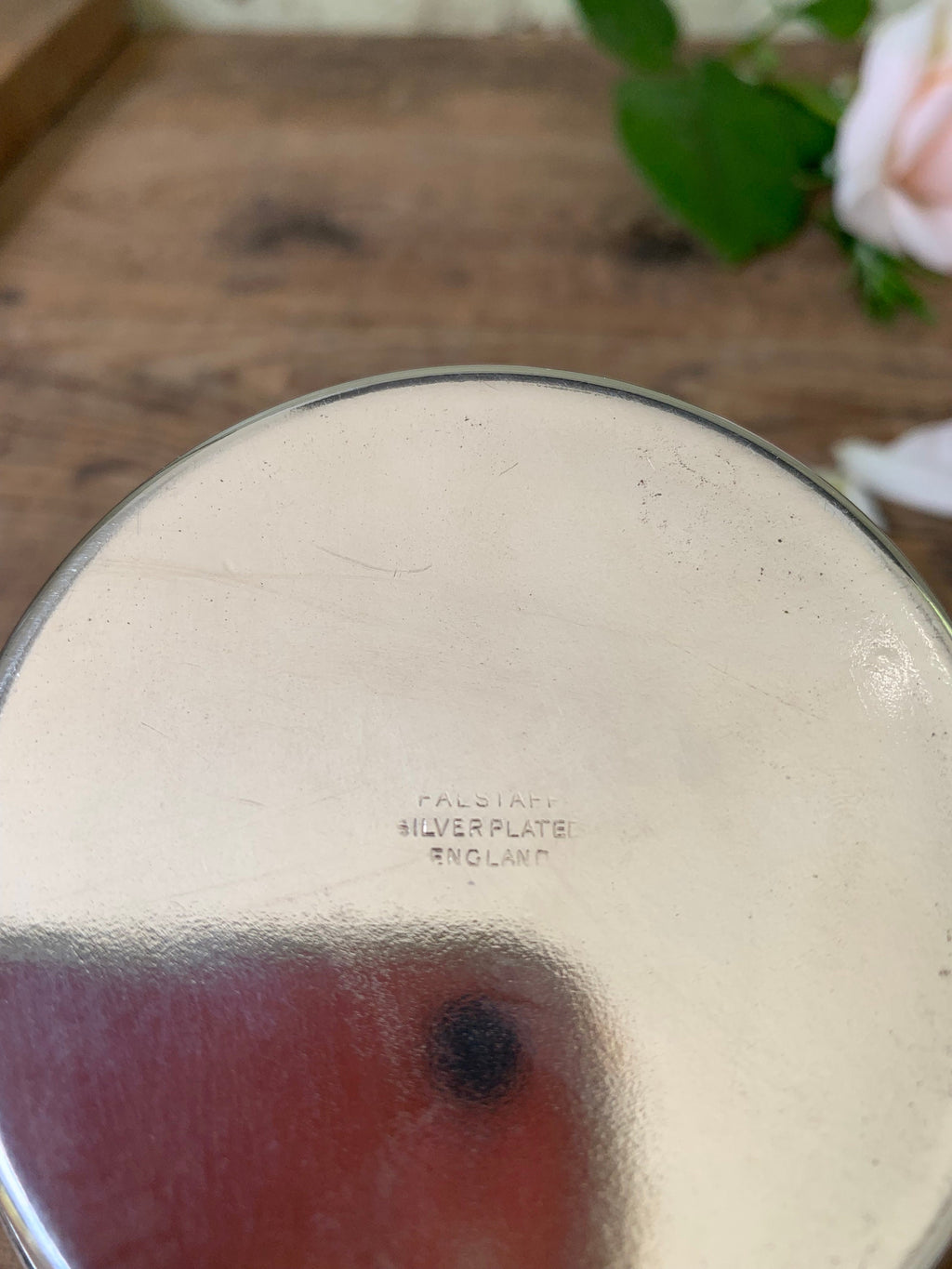 Silverplate Rose Bowl with Glass Flowerfrog