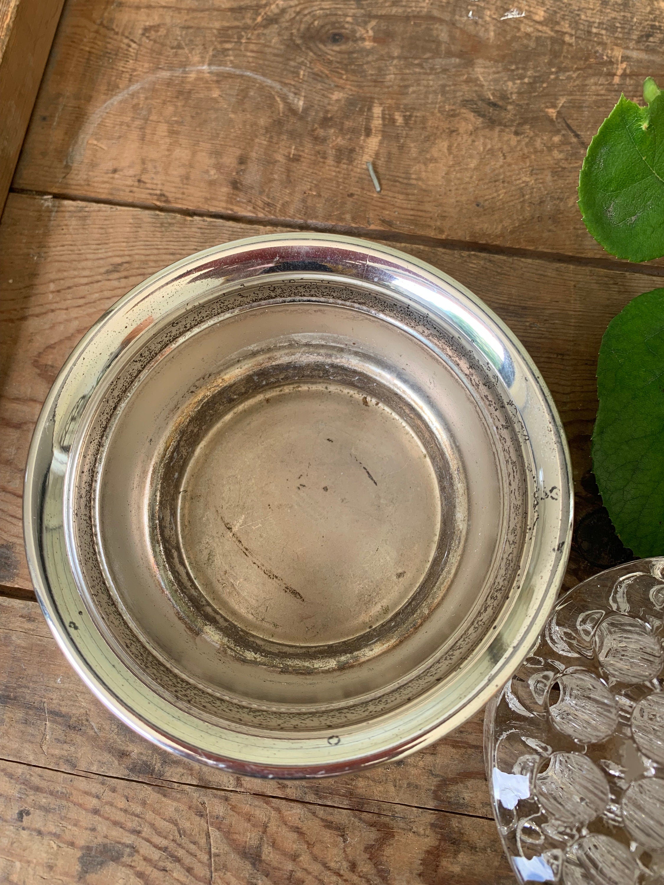 Silverplate Rose Bowl with Glass Flowerfrog