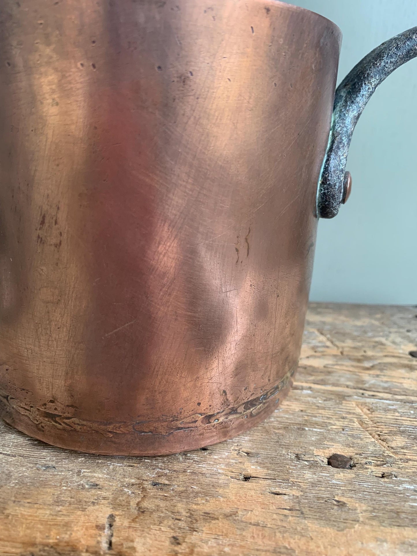 Antique French Copper Deep Saucepan