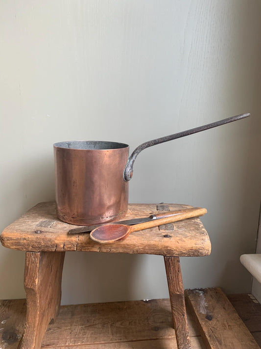 Antique French Copper Deep Saucepan