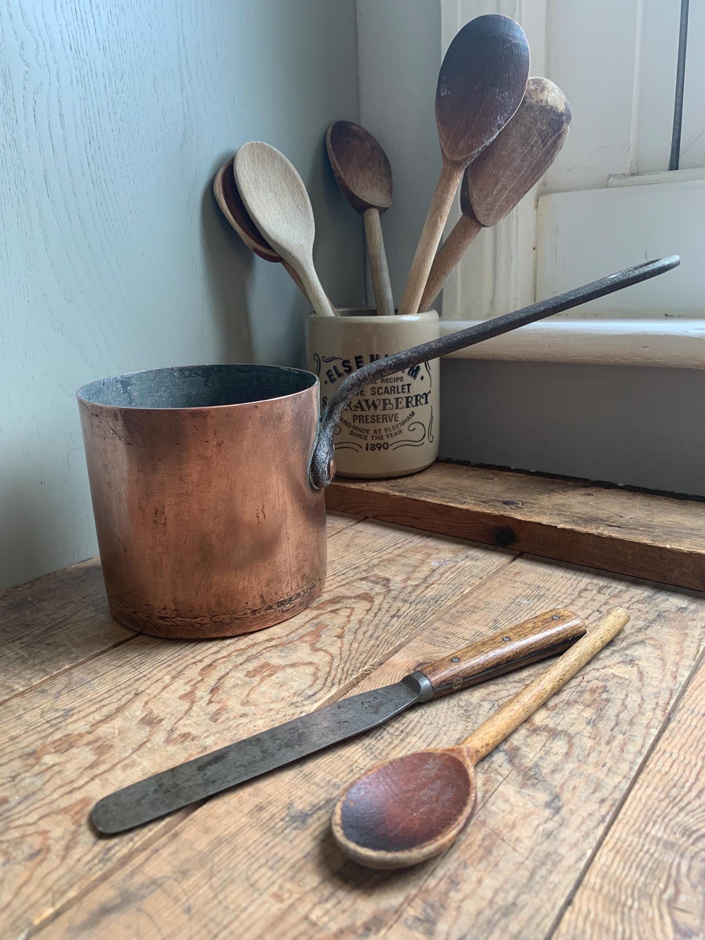Antique French Copper Deep Saucepan