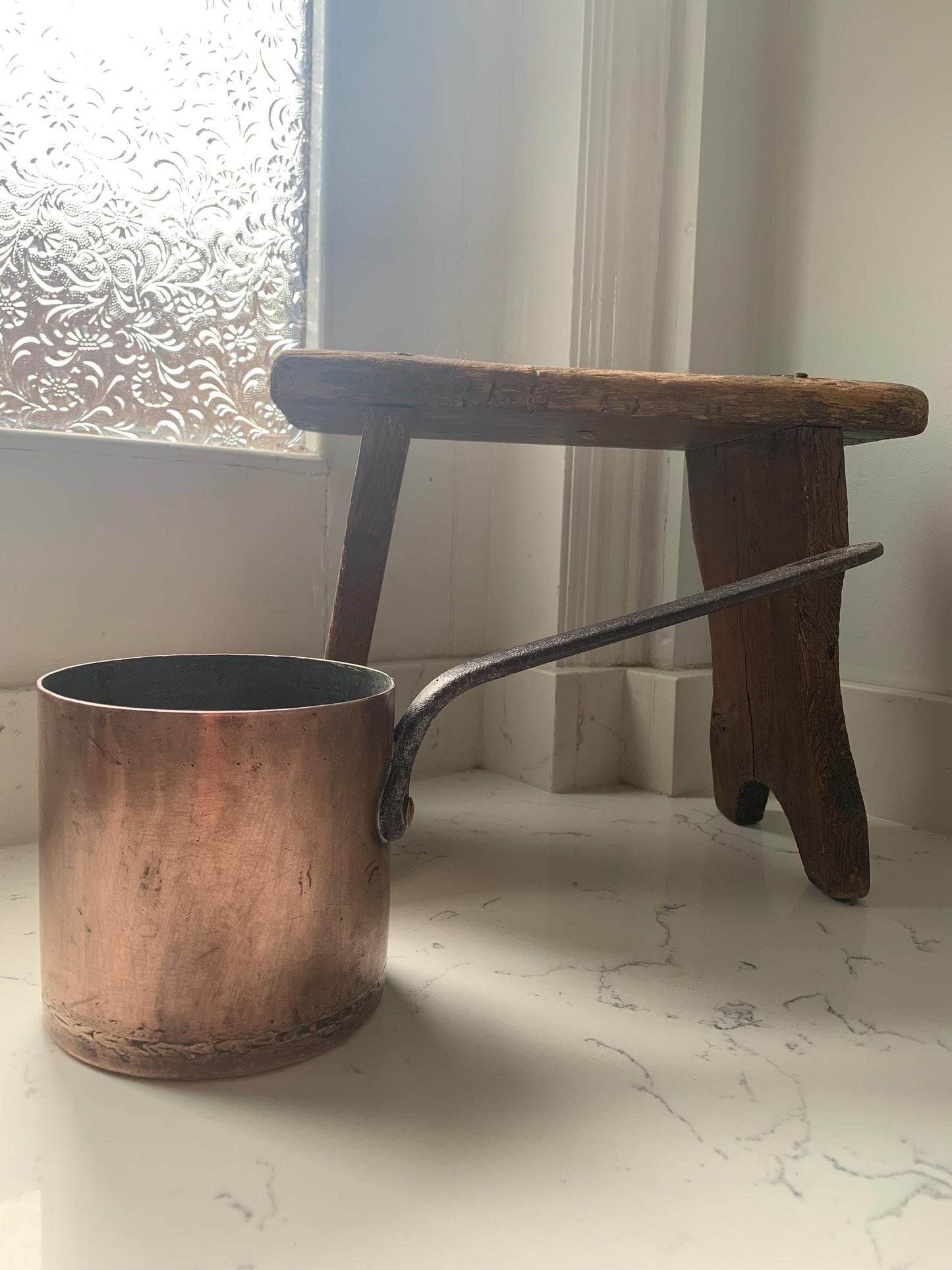 Antique French Copper Deep Saucepan