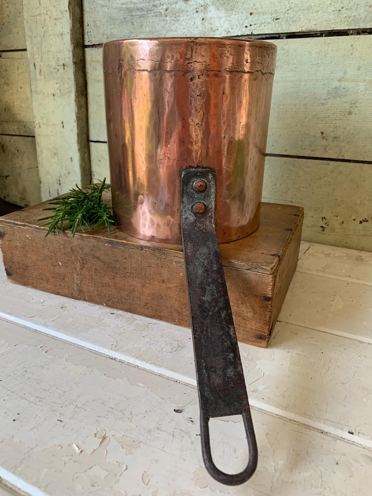 Antique French Copper Deep Saucepan