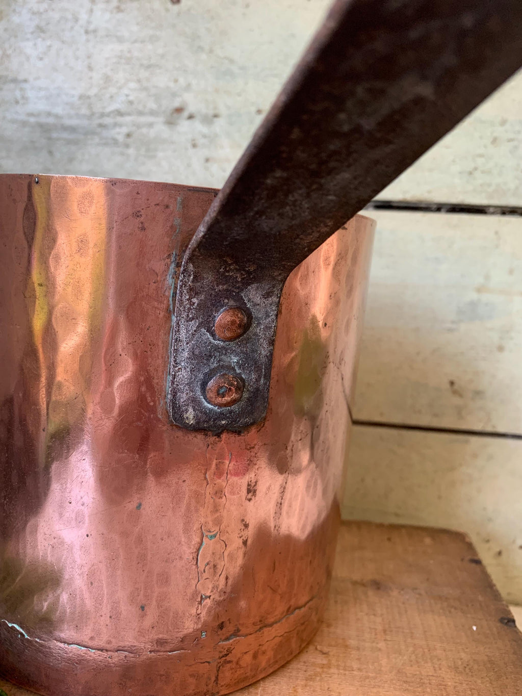 Antique French Copper Deep Saucepan