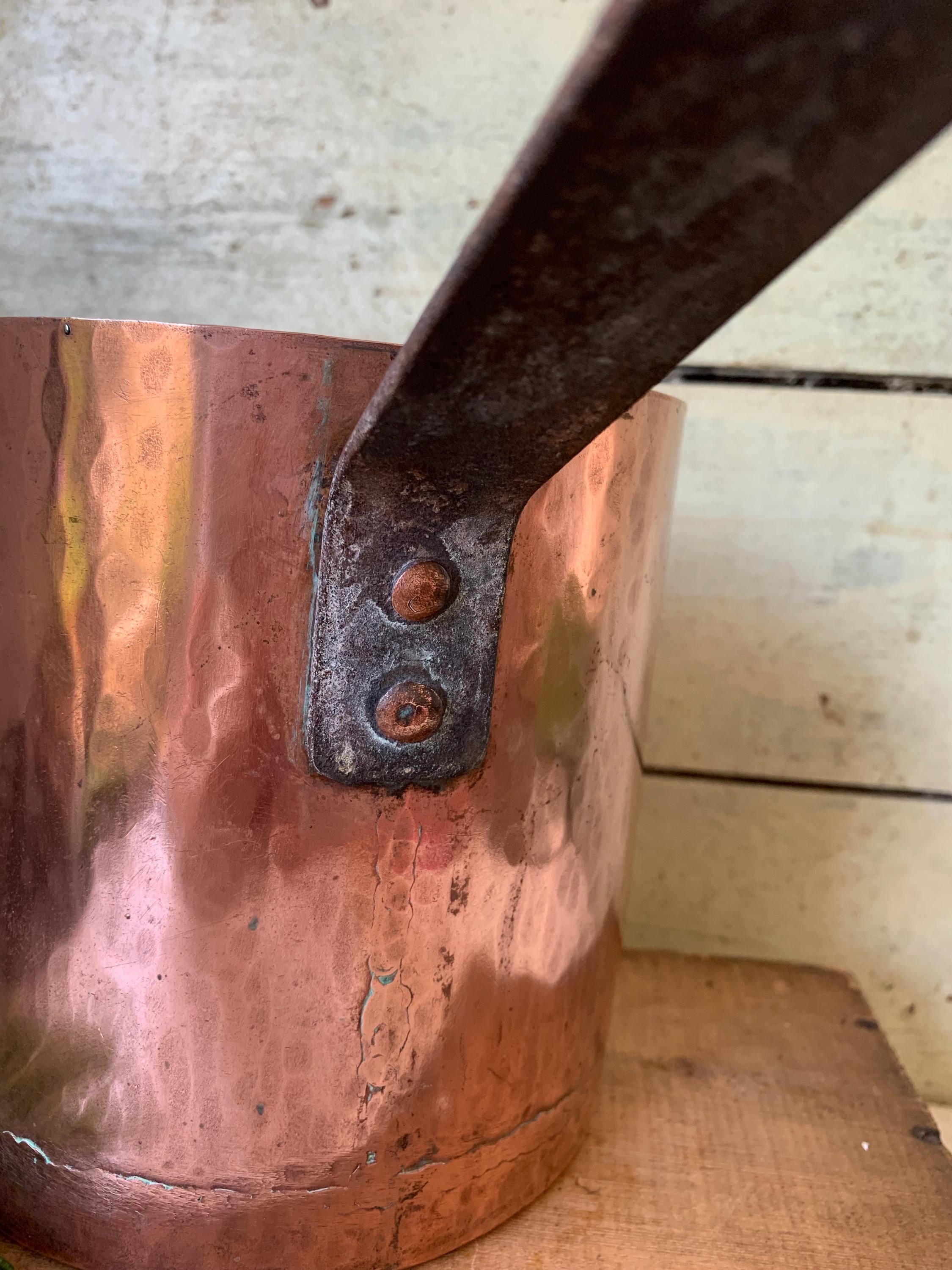 Antique French Copper Deep Saucepan