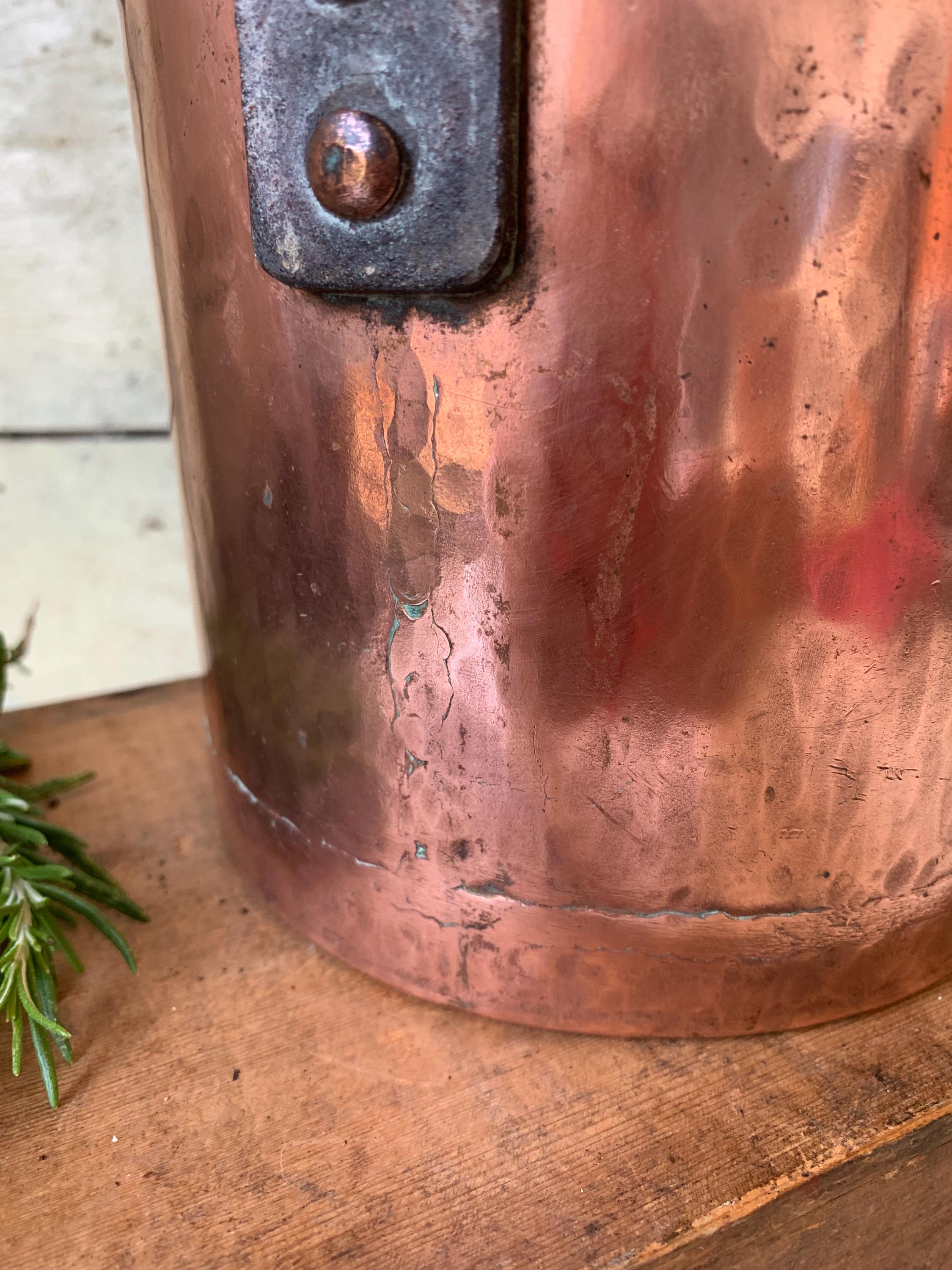Antique French Copper Deep Saucepan