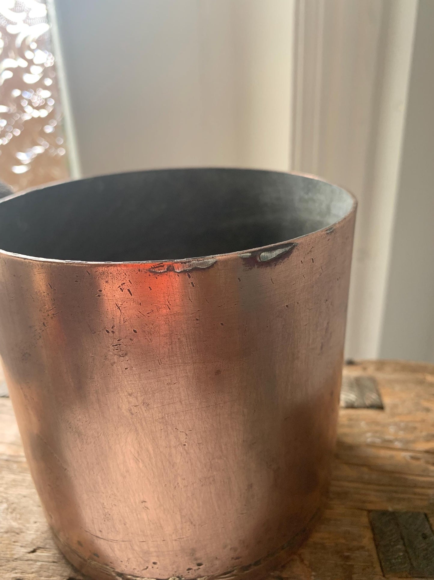 Antique French Copper Deep Saucepan