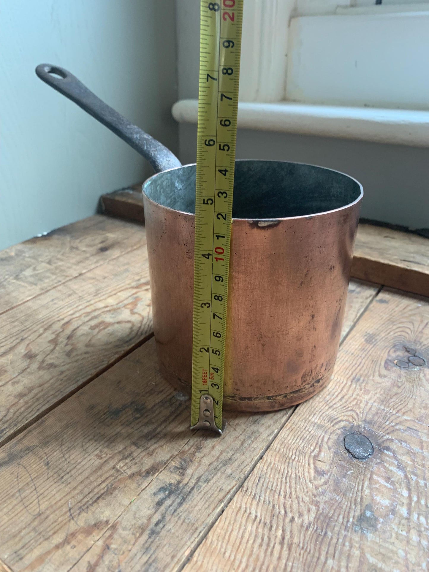 Antique French Copper Deep Saucepan