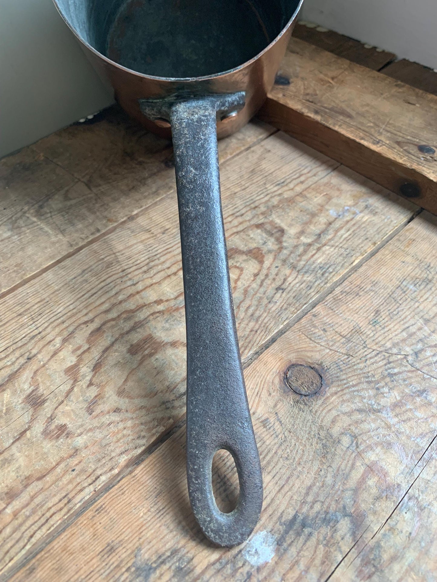 Antique French Copper Deep Saucepan