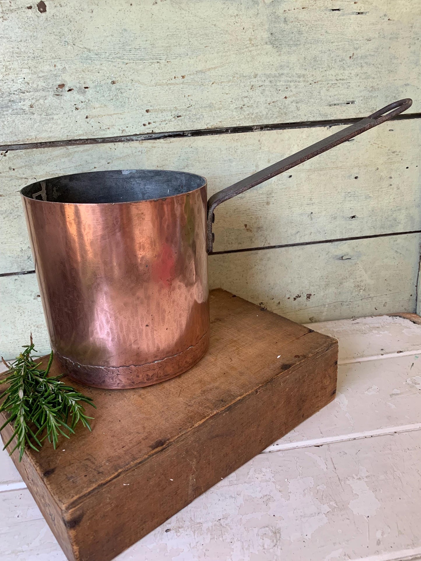Antique French Copper Deep Saucepan