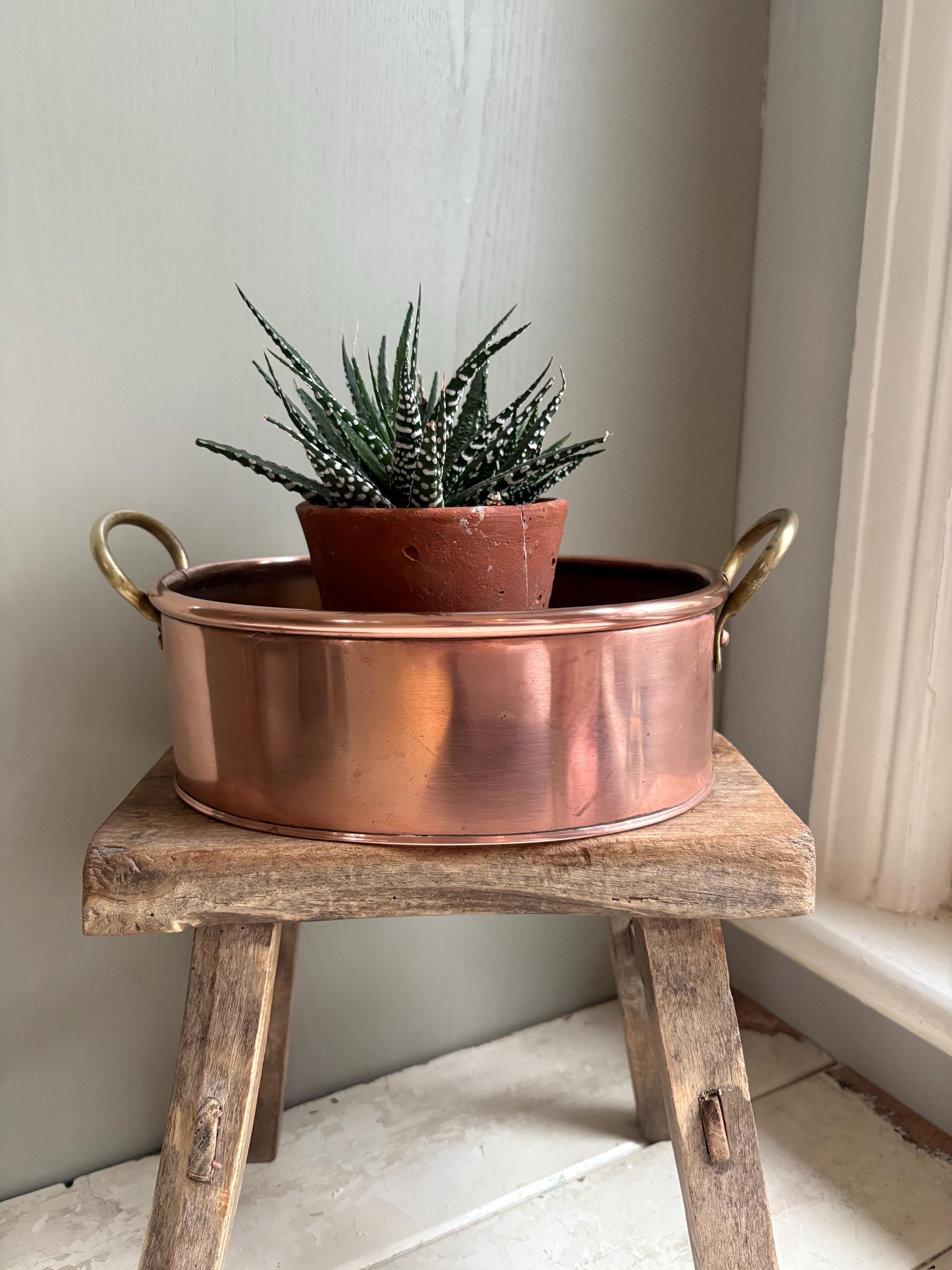Vintage Small Copper Oval Planter