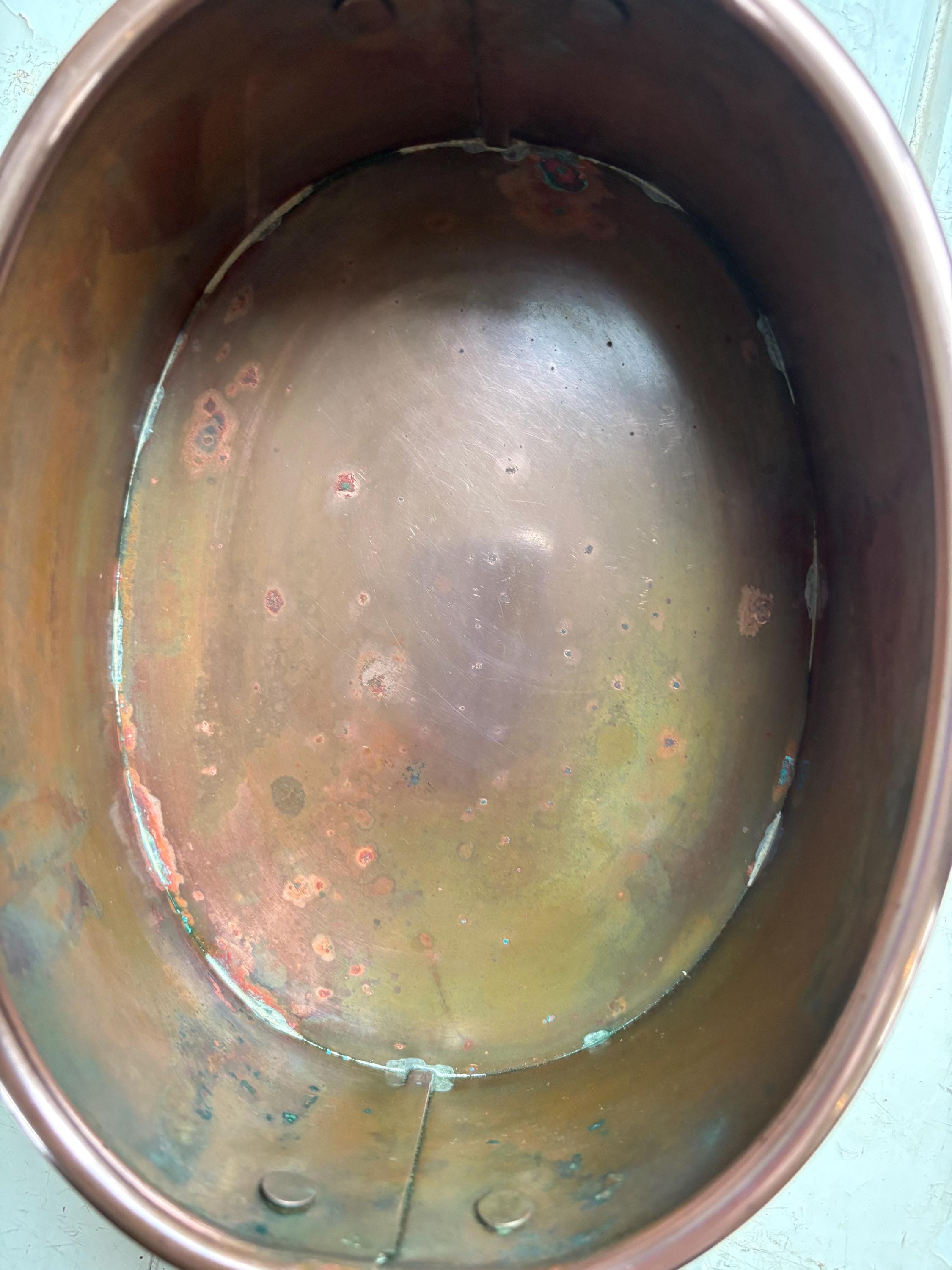 Vintage Small Copper Oval Planter