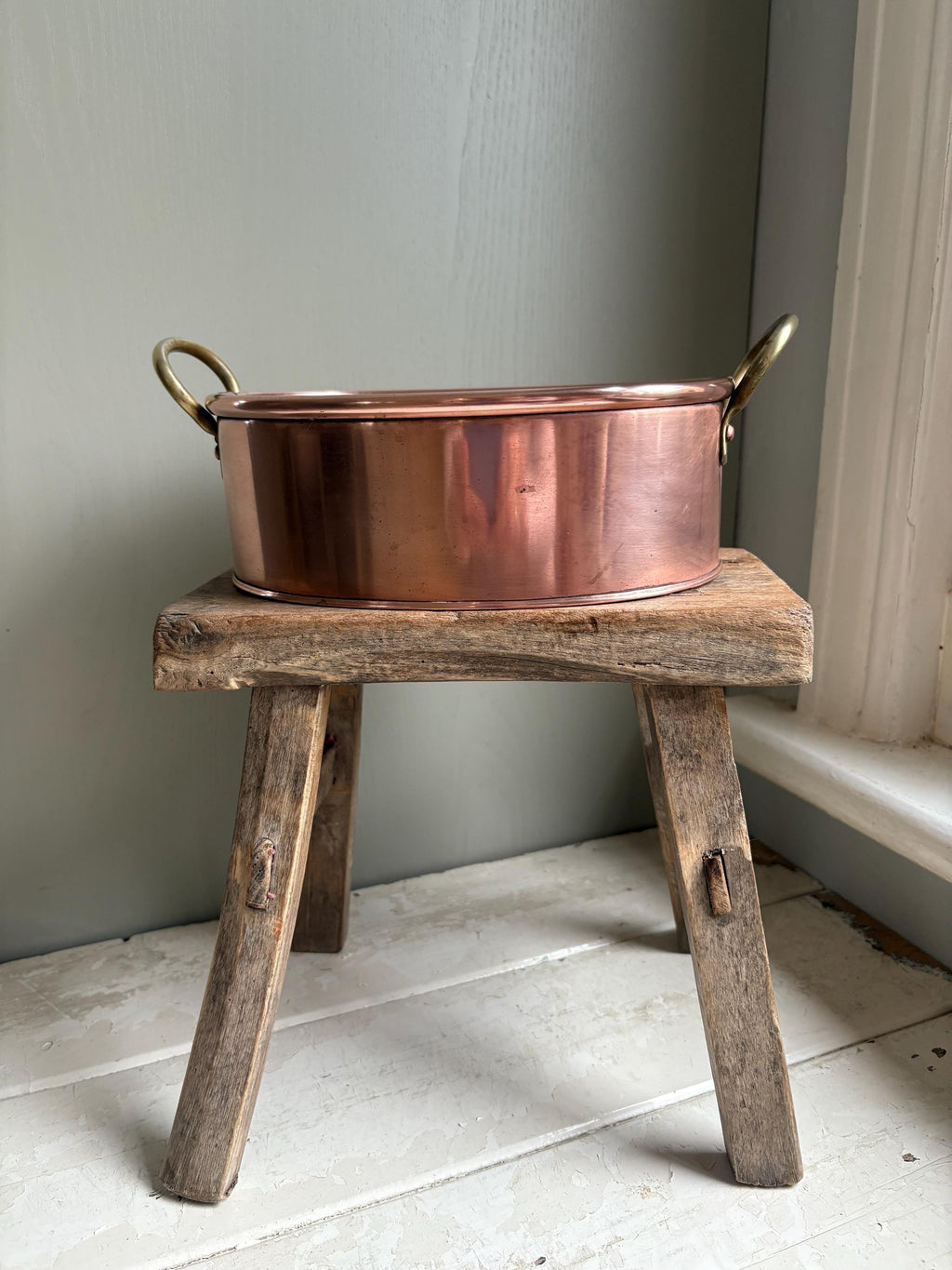 Vintage Small Copper Oval Planter