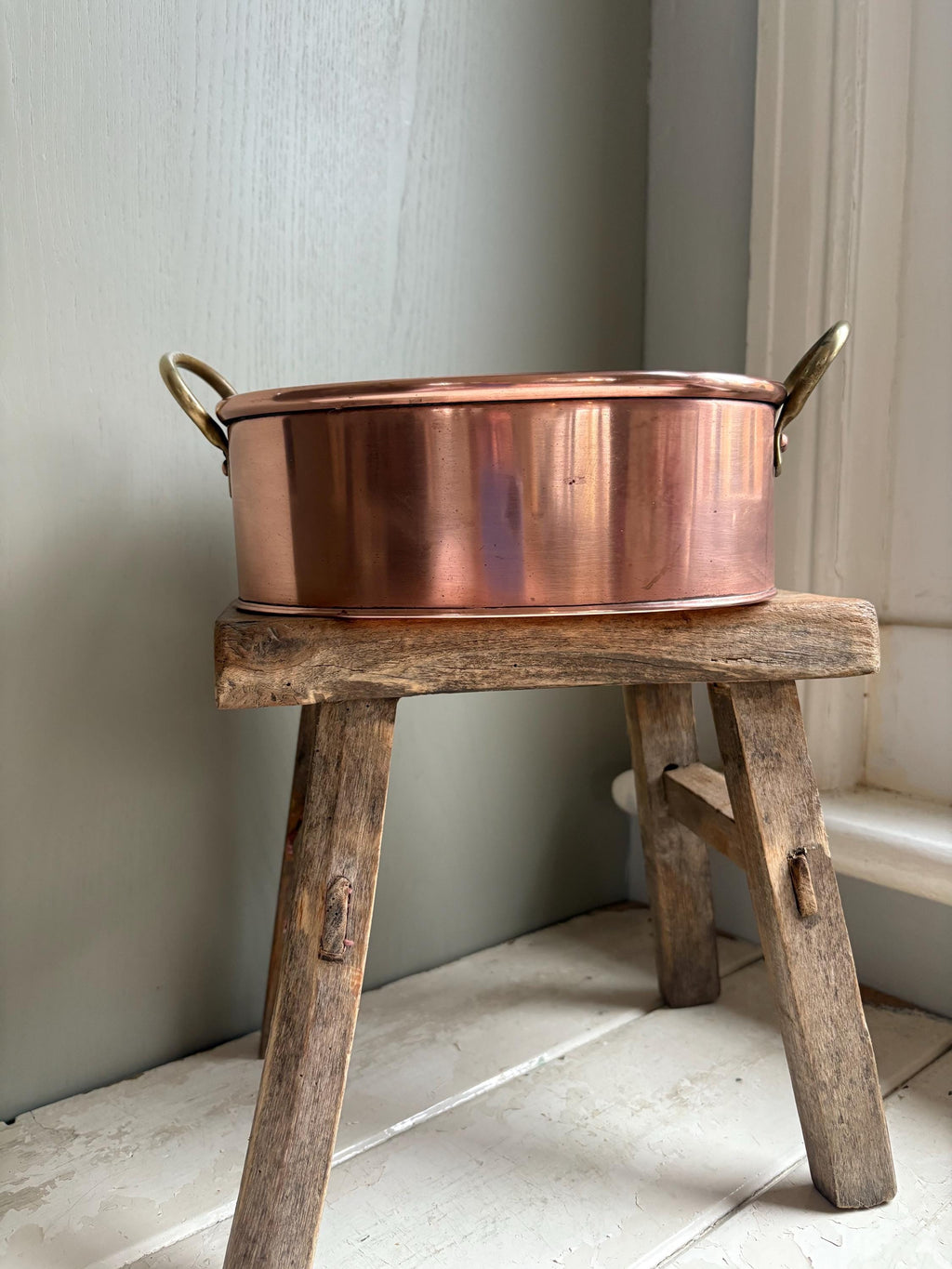 Vintage Small Copper Oval Planter