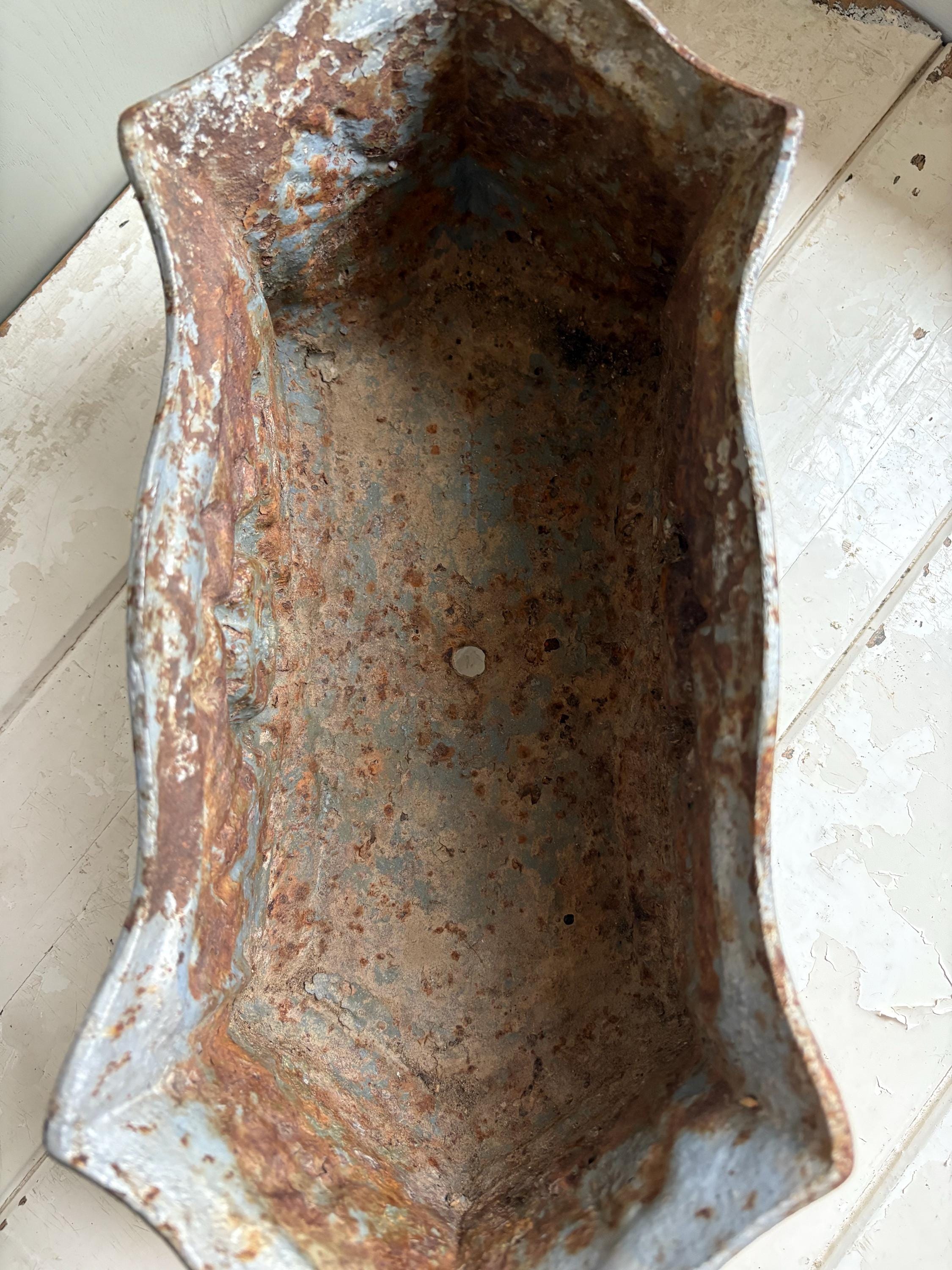 Large Vintage French Cast Iron Jardiniere, Art Nouveau Planter.
