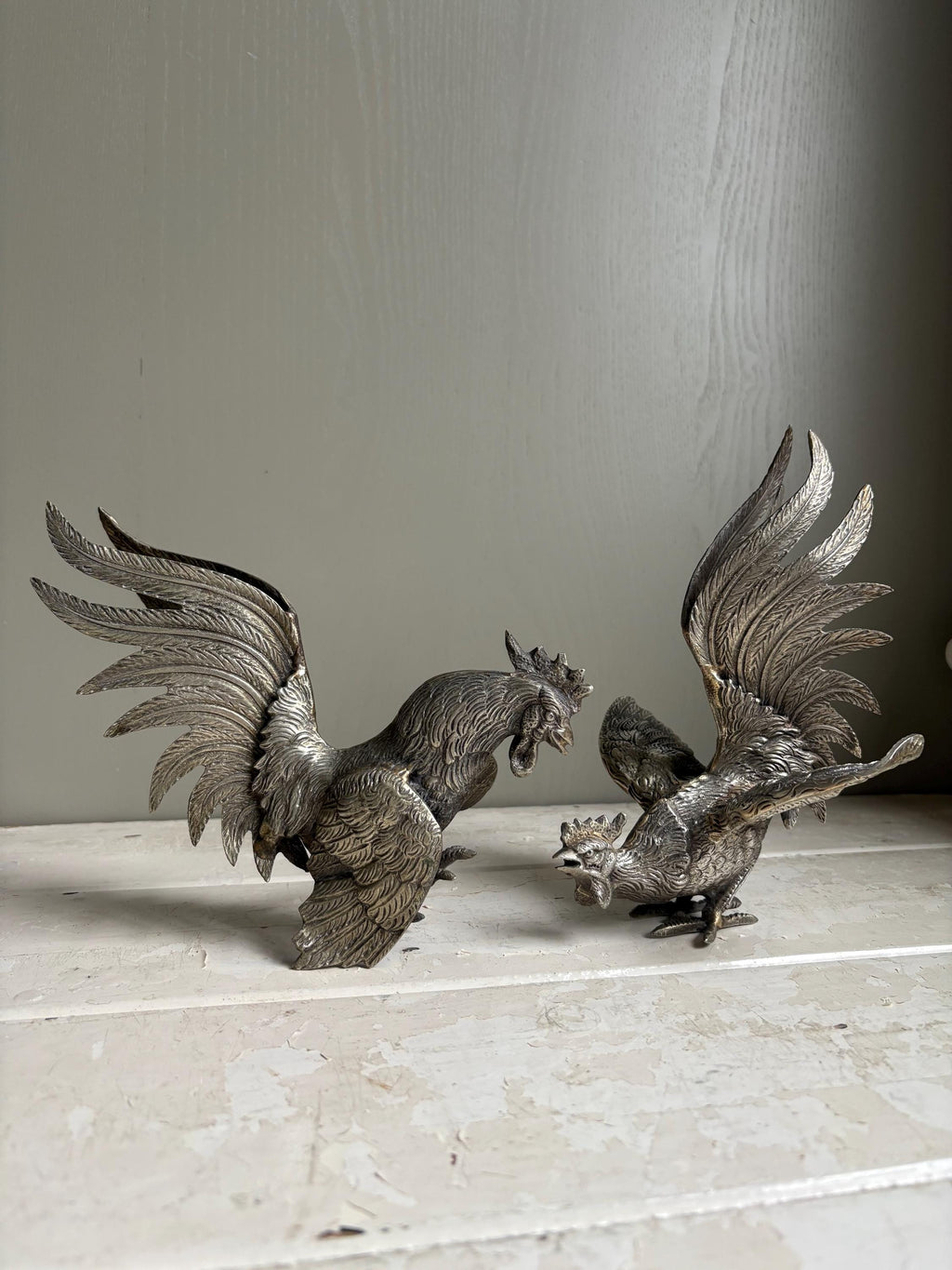 Pair of Fighting Cockerals